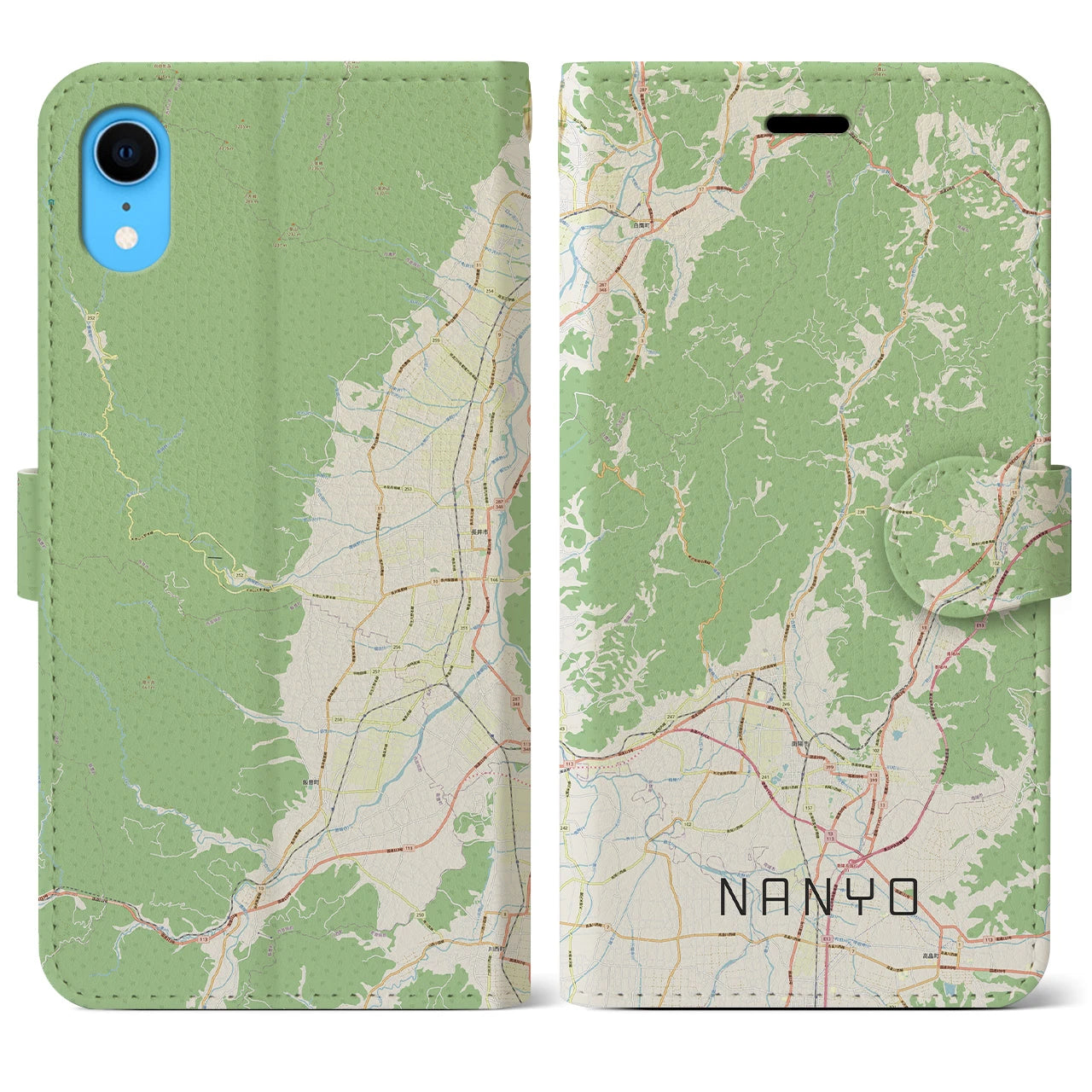 【南陽(山形県)】地図柄iPhoneケース(手帳タイプ)ナチュラル・iPhone XR 用