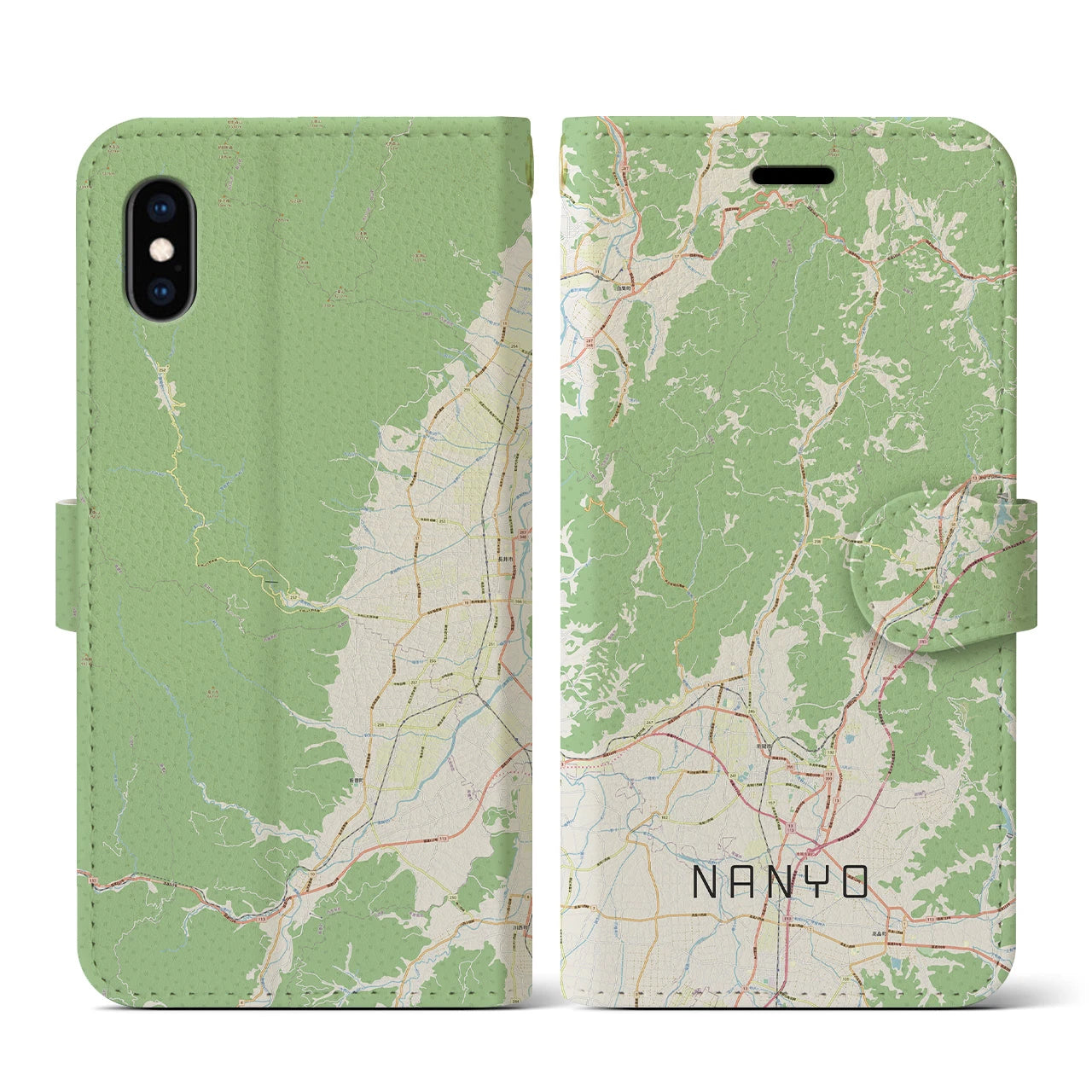 【南陽(山形県)】地図柄iPhoneケース(手帳タイプ)ナチュラル・iPhone XS / X 用