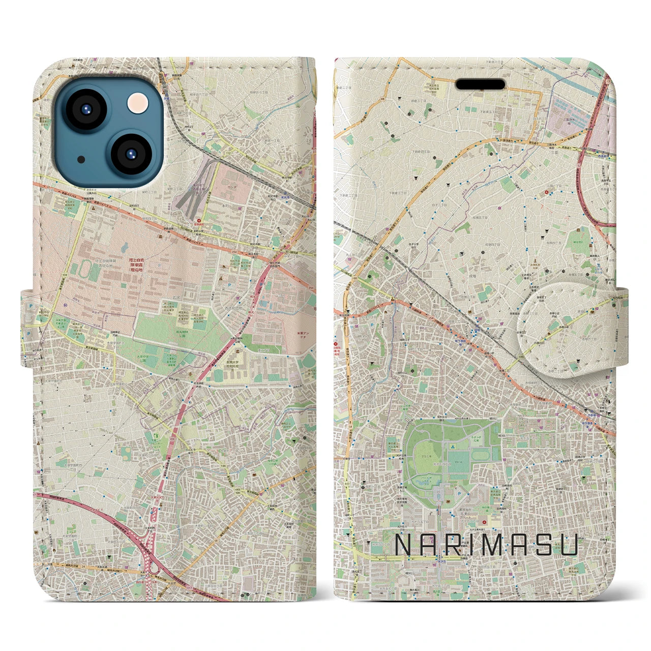 【成増(東京都)】地図柄iPhoneケース(手帳タイプ)ナチュラル・iPhone 13 用