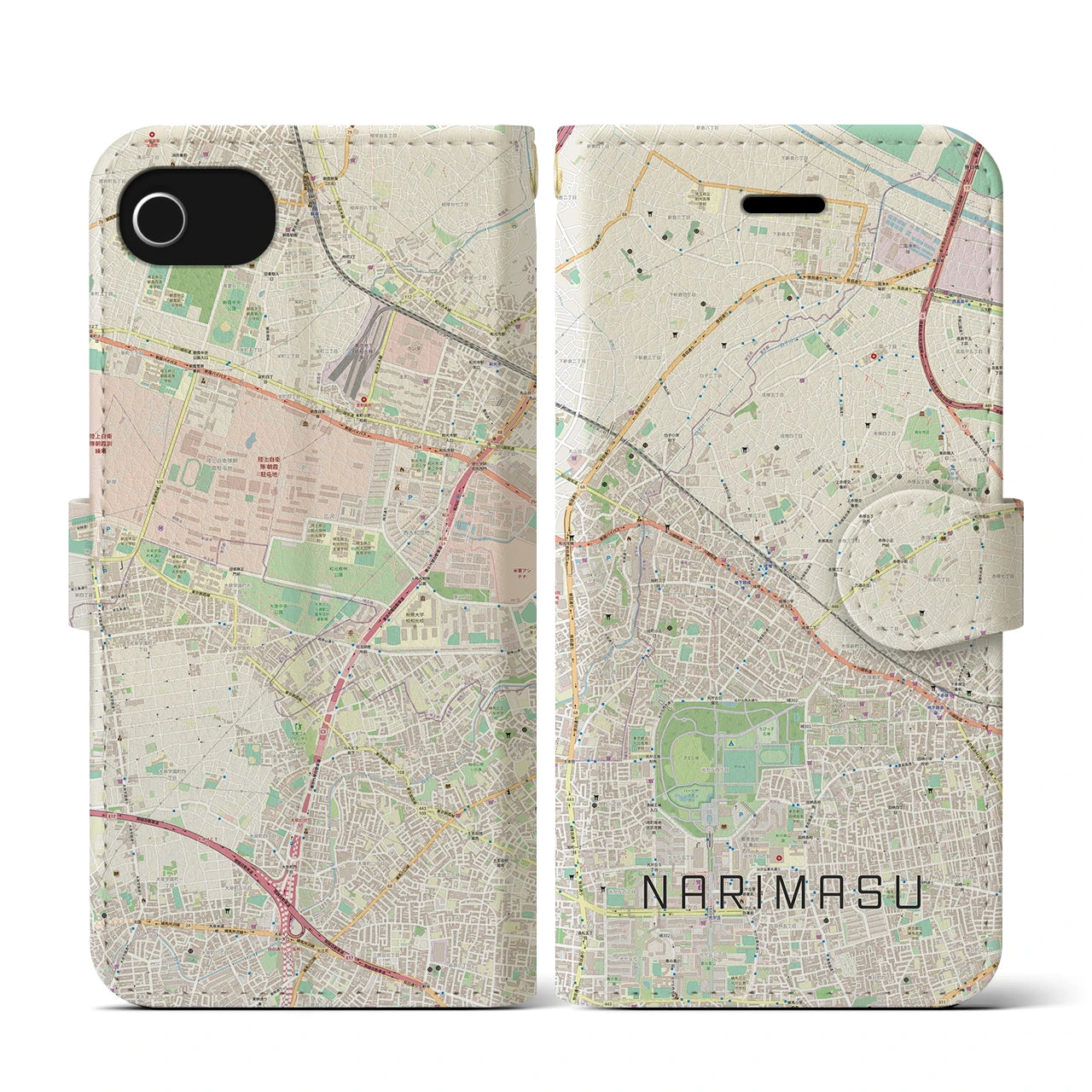【成増(東京都)】地図柄iPhoneケース(手帳タイプ)ナチュラル・iPhone SE(第3 / 第2世代) / 8 / 7 / 6s / 6 用