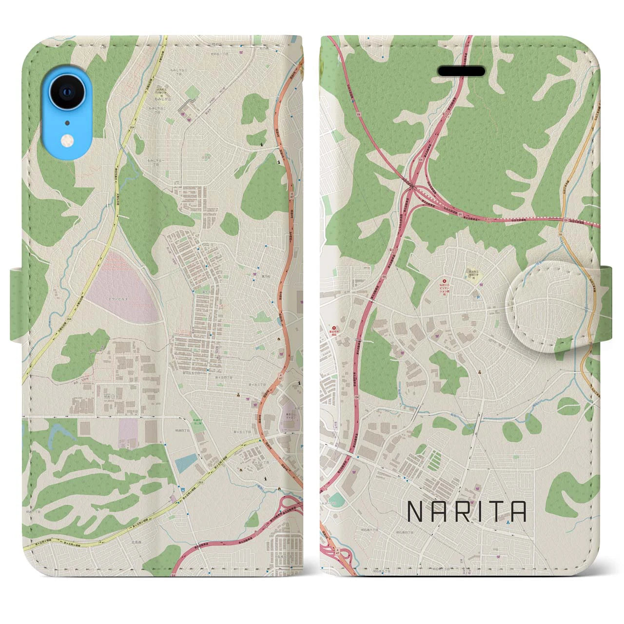 【成田(宮城県)】地図柄iPhoneケース(手帳タイプ)ナチュラル・iPhone XR 用