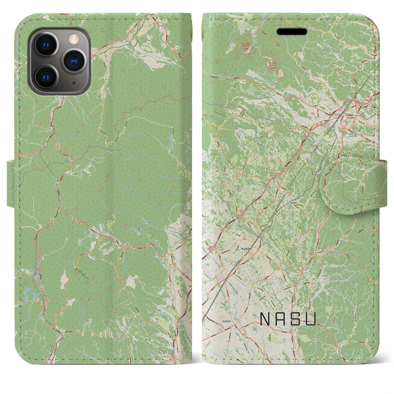 【那須(栃木県)】地図柄iPhoneケース(手帳タイプ)ナチュラル・iPhone 11 Pro Max 用
