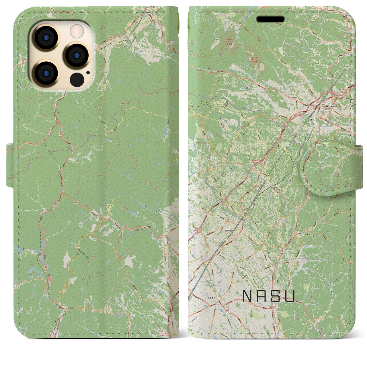 【那須(栃木県)】地図柄iPhoneケース(手帳タイプ)ナチュラル・iPhone 12 Pro Max 用