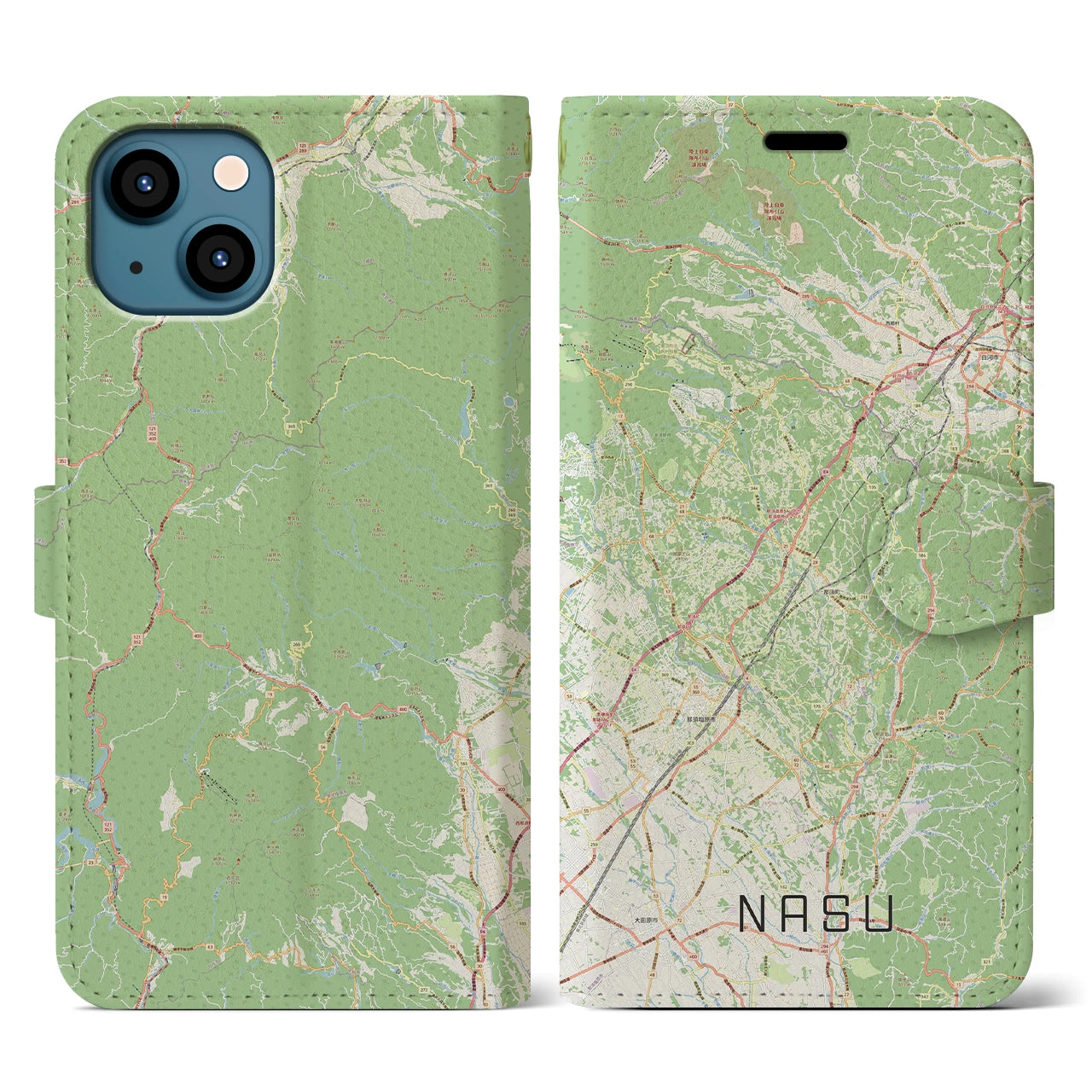【那須(栃木県)】地図柄iPhoneケース(手帳タイプ)ナチュラル・iPhone 13 用