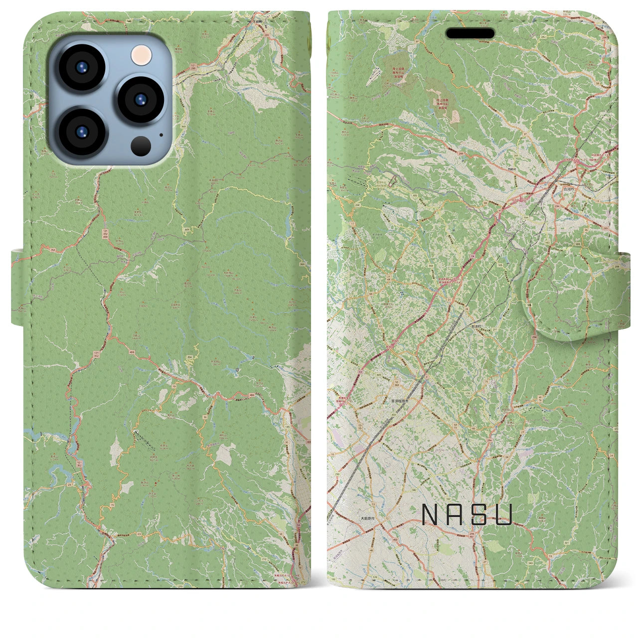 【那須(栃木県)】地図柄iPhoneケース(手帳タイプ)ナチュラル・iPhone 13 Pro Max 用