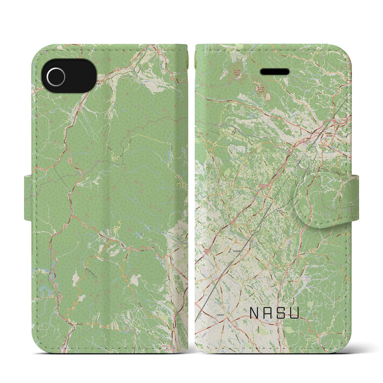 【那須(栃木県)】地図柄iPhoneケース(手帳タイプ)ナチュラル・iPhone SE(第3 / 第2世代) / 8 / 7 / 6s / 6 用