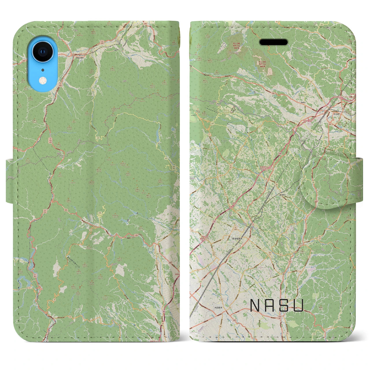 【那須(栃木県)】地図柄iPhoneケース(手帳タイプ)ナチュラル・iPhone XR 用