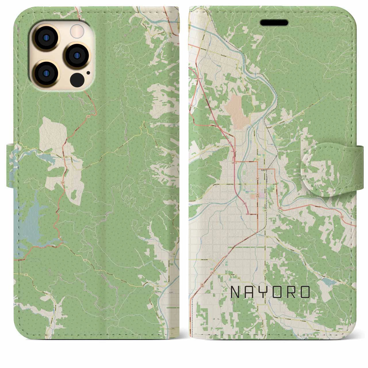 【名寄(北海道)】地図柄iPhoneケース(手帳タイプ)ナチュラル・iPhone 12 Pro Max 用