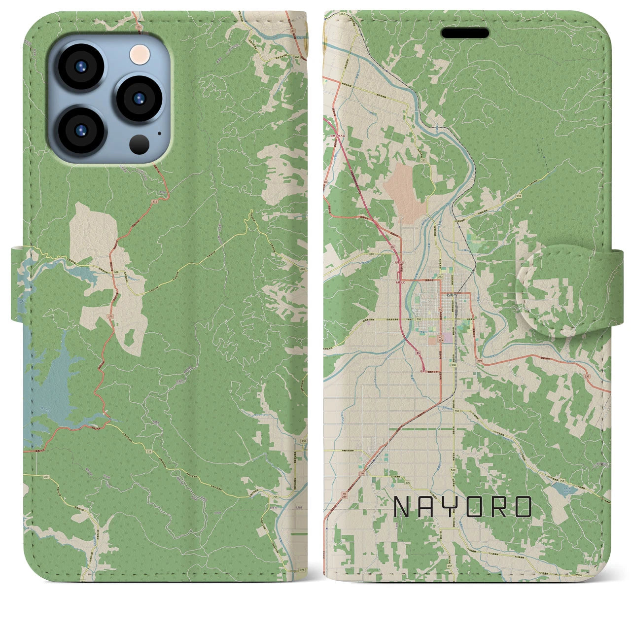 【名寄(北海道)】地図柄iPhoneケース(手帳タイプ)ナチュラル・iPhone 13 Pro Max 用