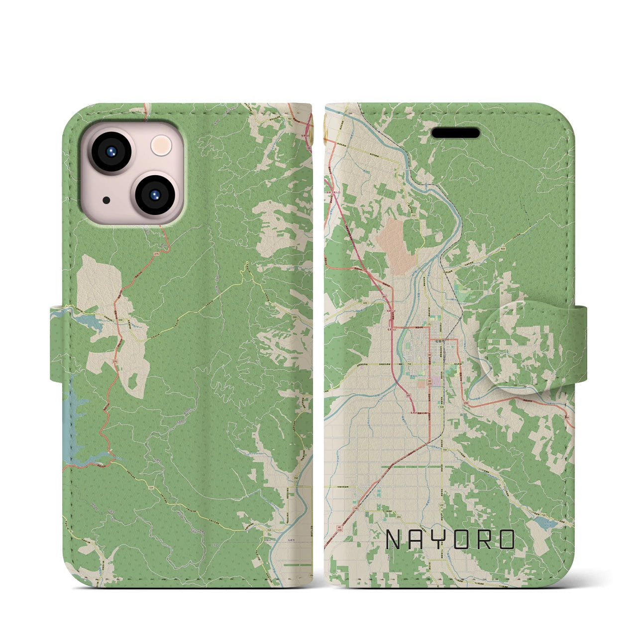 【名寄(北海道)】地図柄iPhoneケース(手帳タイプ)ナチュラル・iPhone 13 mini 用