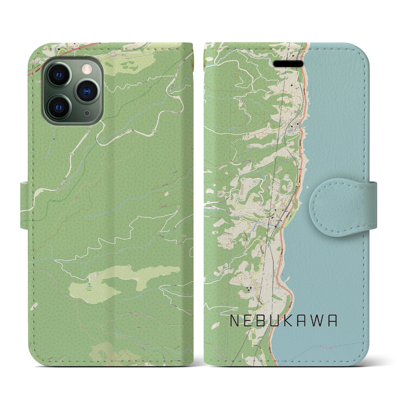 【根府川(神奈川県)】地図柄iPhoneケース(手帳タイプ)ナチュラル・iPhone 11 Pro 用