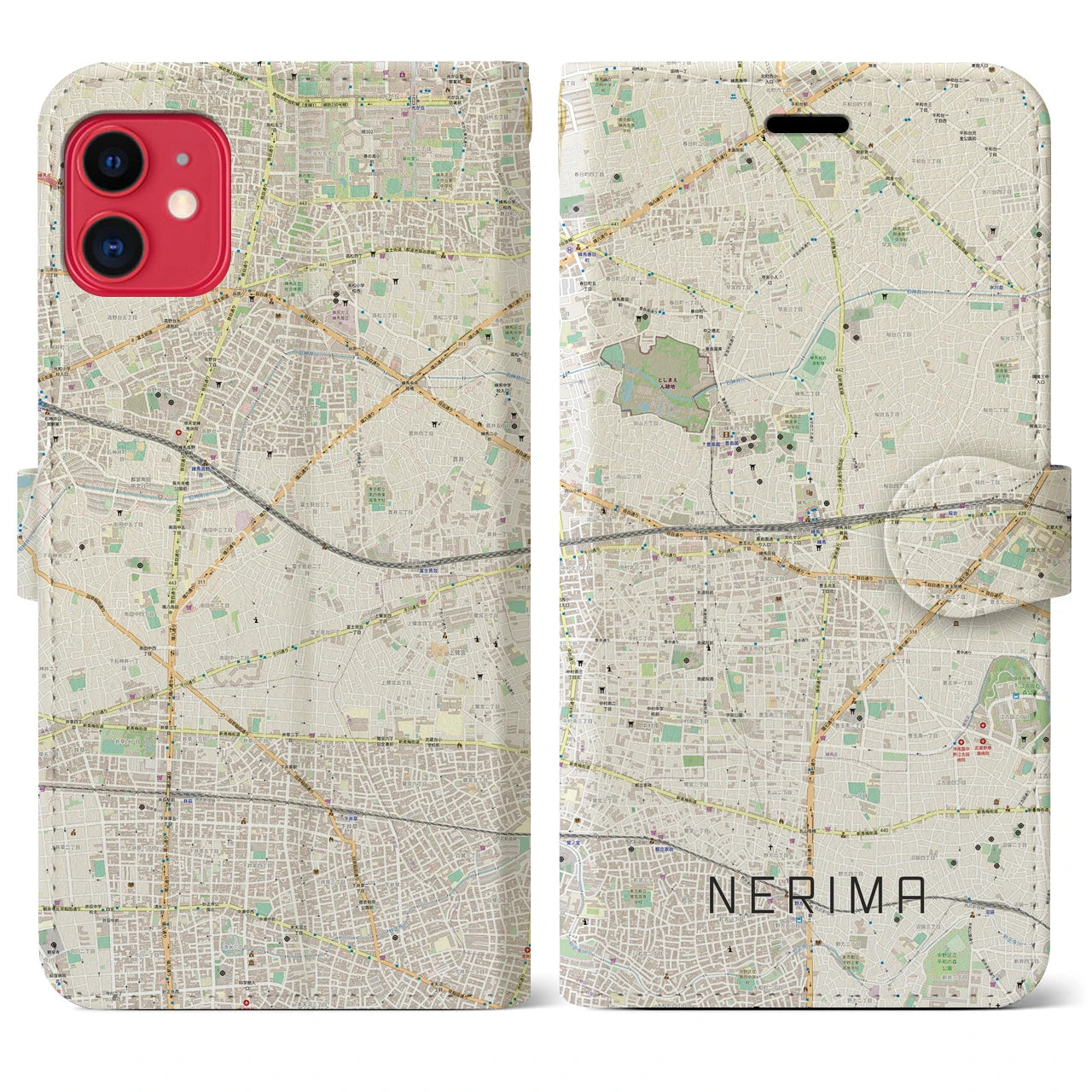【練馬(東京都)】地図柄iPhoneケース(手帳タイプ)ナチュラル・iPhone 11 用