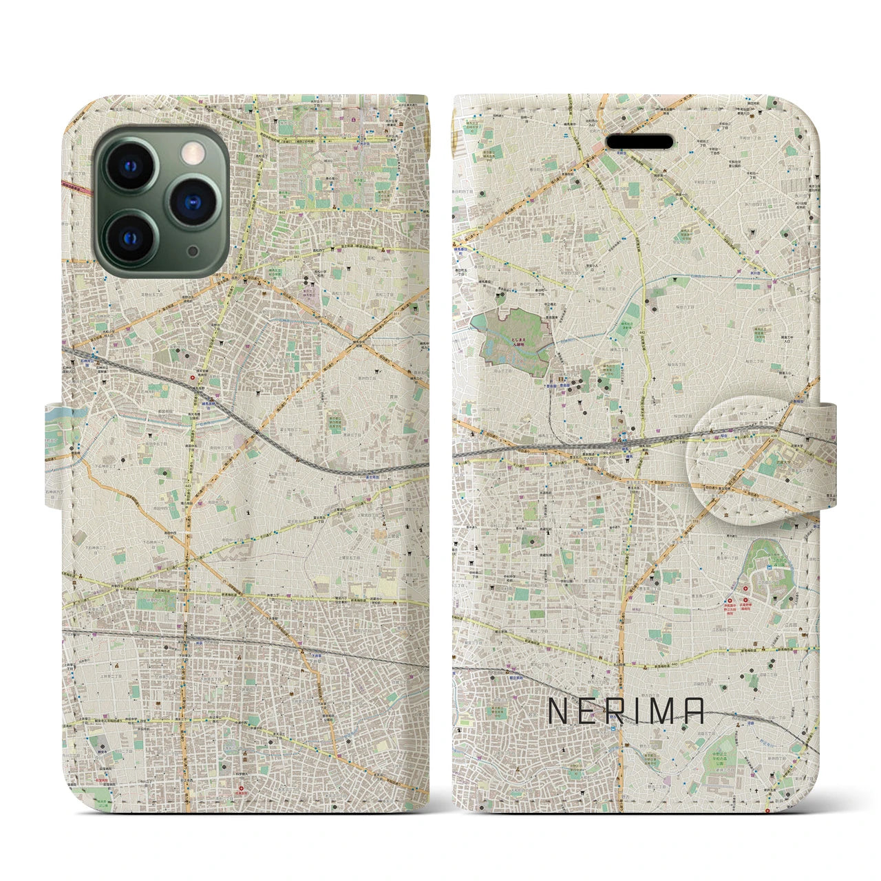 【練馬(東京都)】地図柄iPhoneケース(手帳タイプ)ナチュラル・iPhone 11 Pro 用