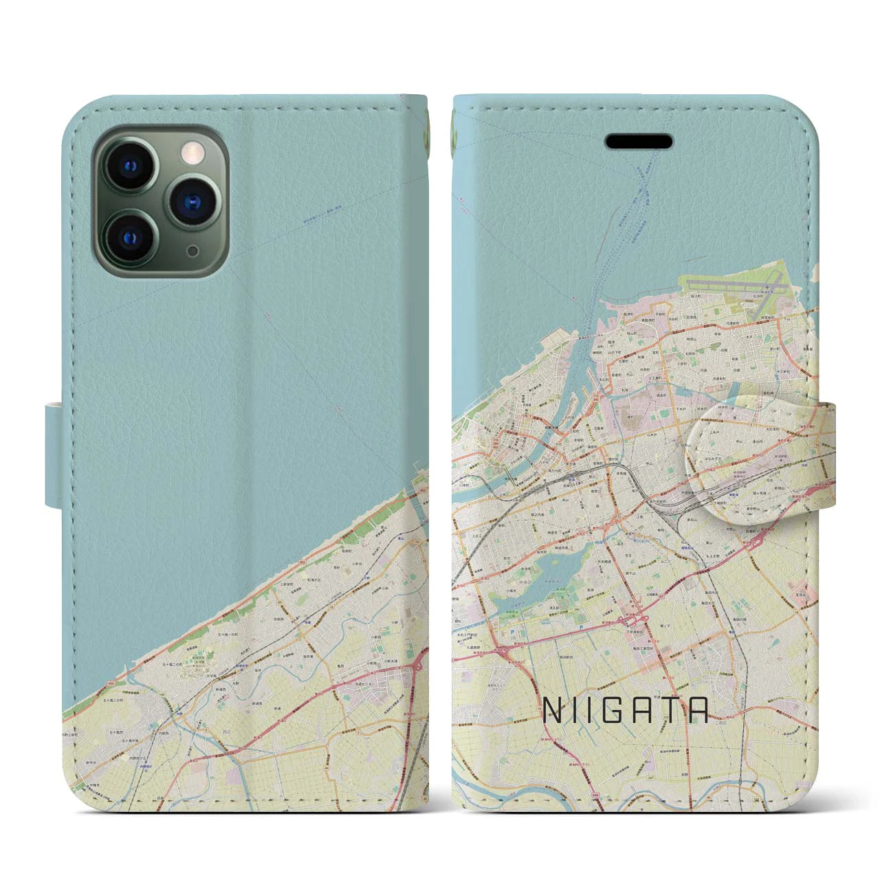 【新潟(新潟県)】地図柄iPhoneケース(手帳タイプ)ナチュラル・iPhone 11 Pro 用