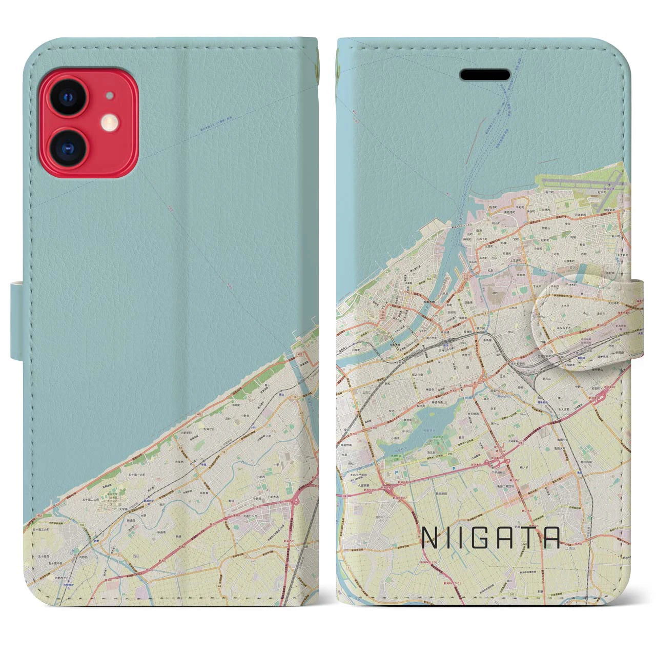 【新潟(新潟県)】地図柄iPhoneケース(手帳タイプ)ナチュラル・iPhone 11 用
