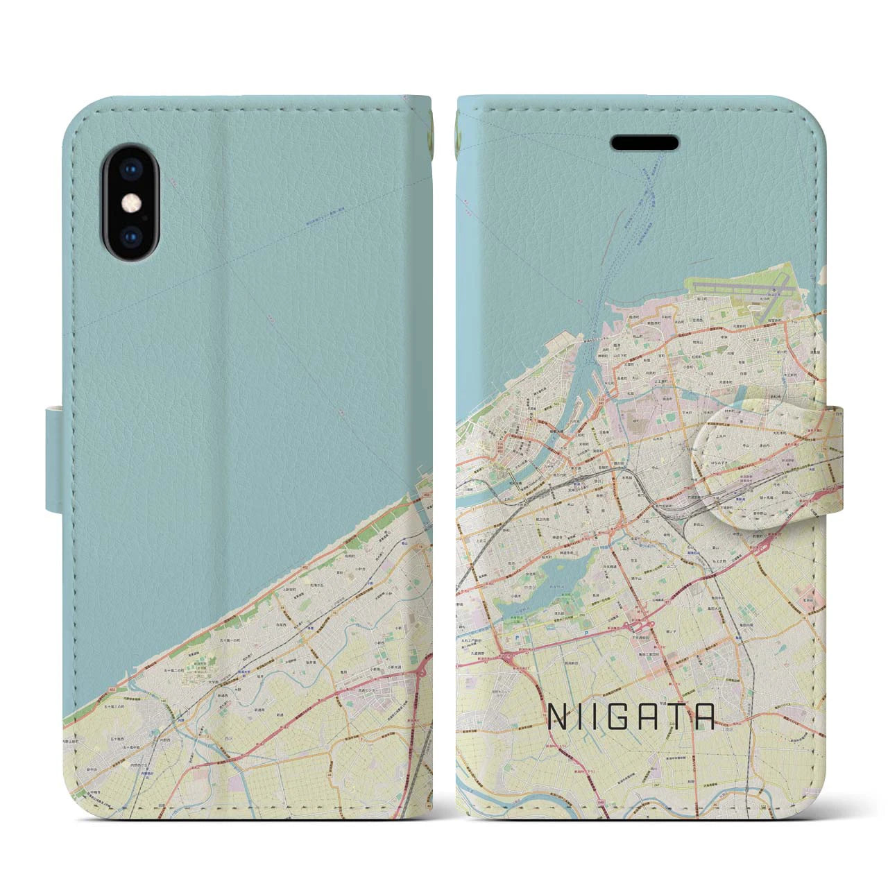 【新潟(新潟県)】地図柄iPhoneケース(手帳タイプ)ナチュラル・iPhone XS / X 用