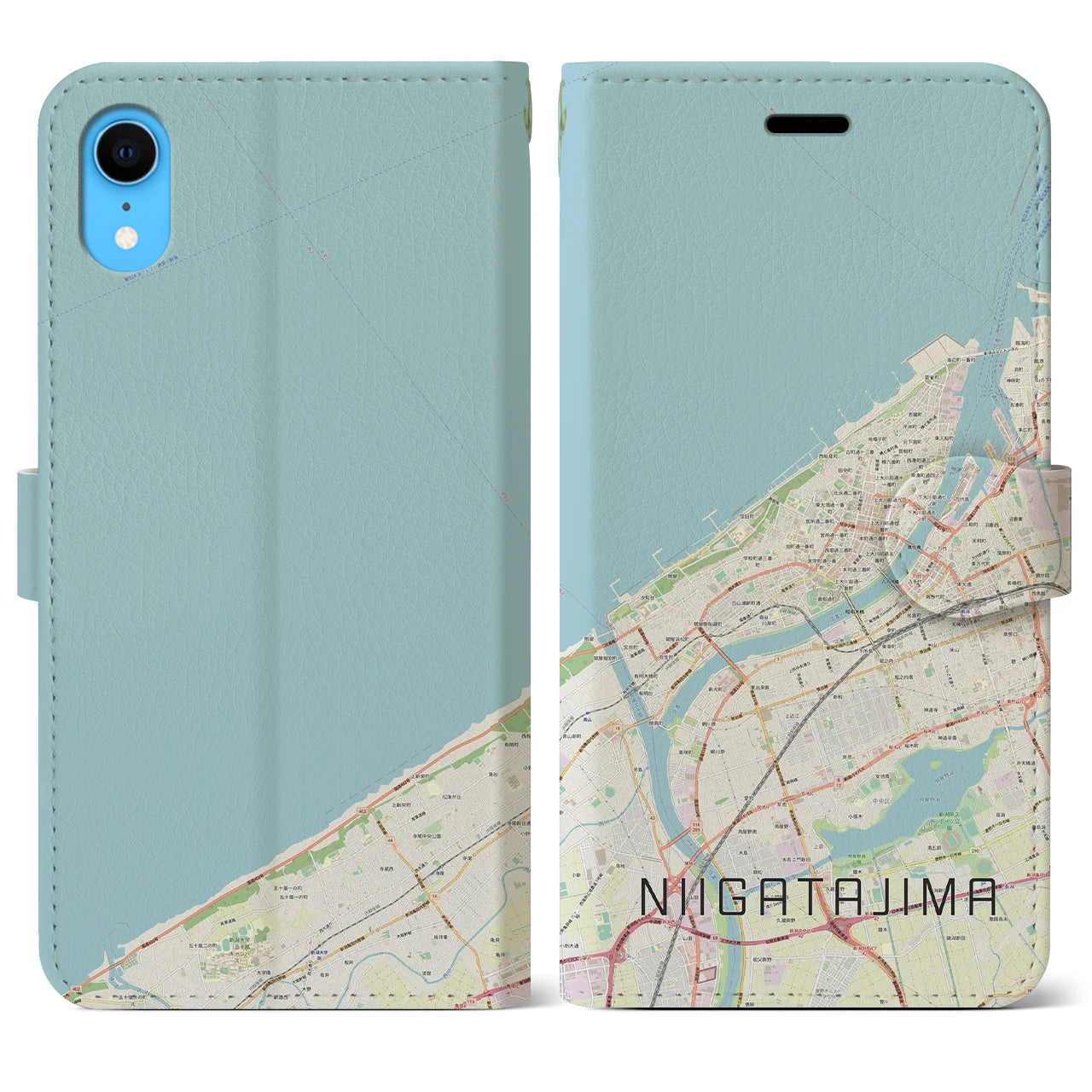 【新潟島(新潟県)】地図柄iPhoneケース(手帳タイプ)ナチュラル・iPhone XR 用