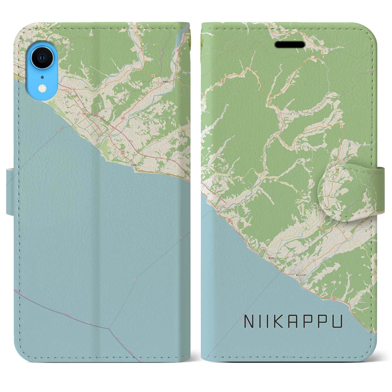 【新冠(北海道)】地図柄iPhoneケース(手帳タイプ)ナチュラル・iPhone XR 用