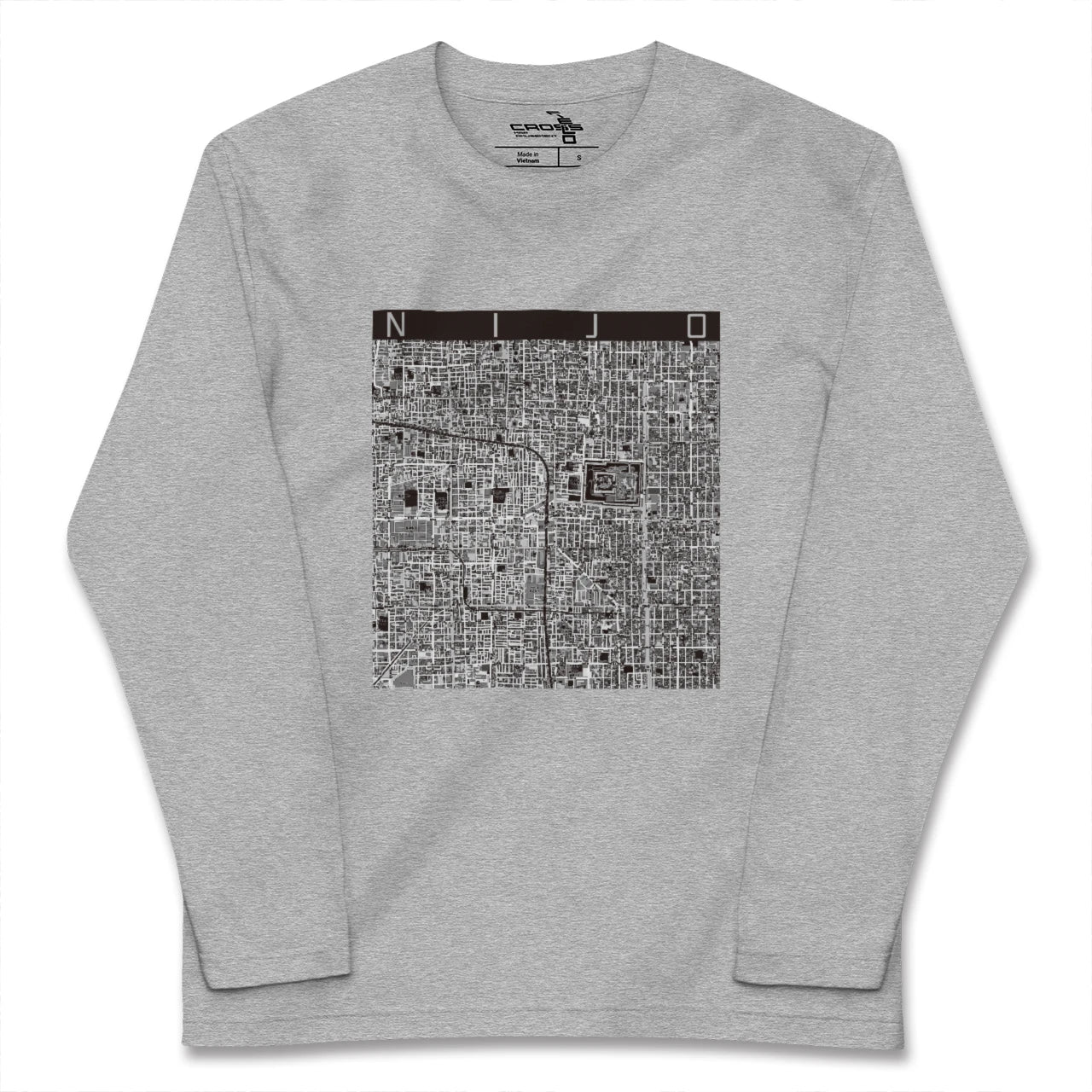 【二条(京都府)】地図柄ロングスリーブTシャツ