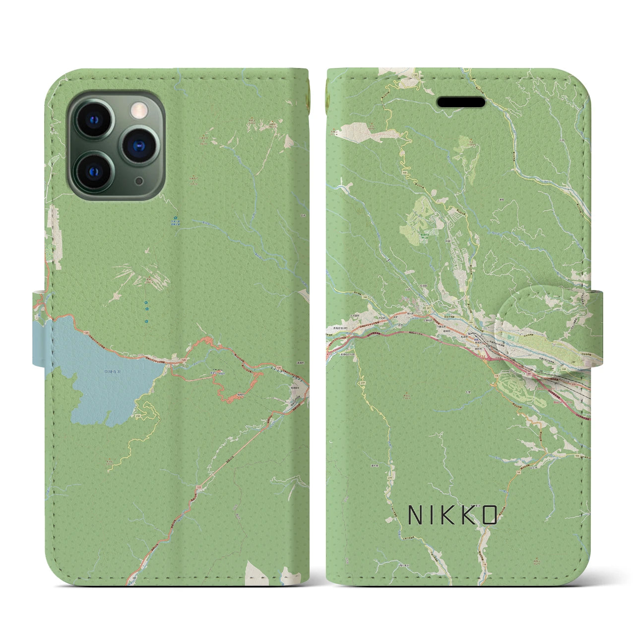 【日光(栃木県)】地図柄iPhoneケース(手帳タイプ)ナチュラル・iPhone 11 Pro 用