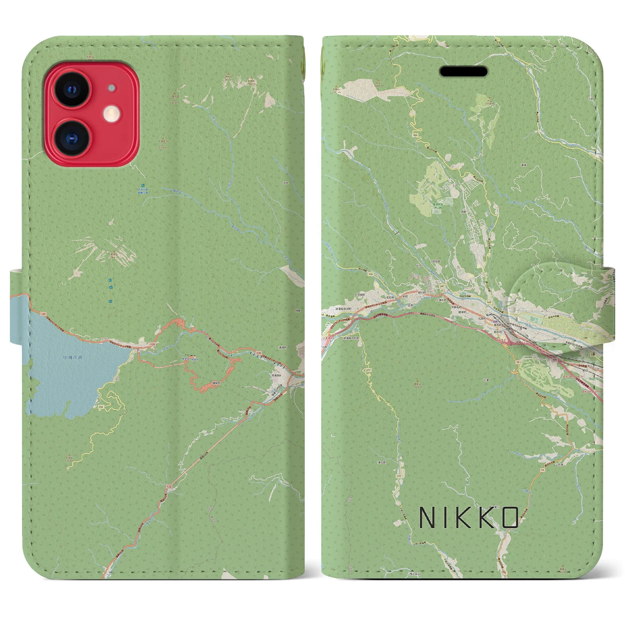 【日光(栃木県)】地図柄iPhoneケース(手帳タイプ)ナチュラル・iPhone 11 用