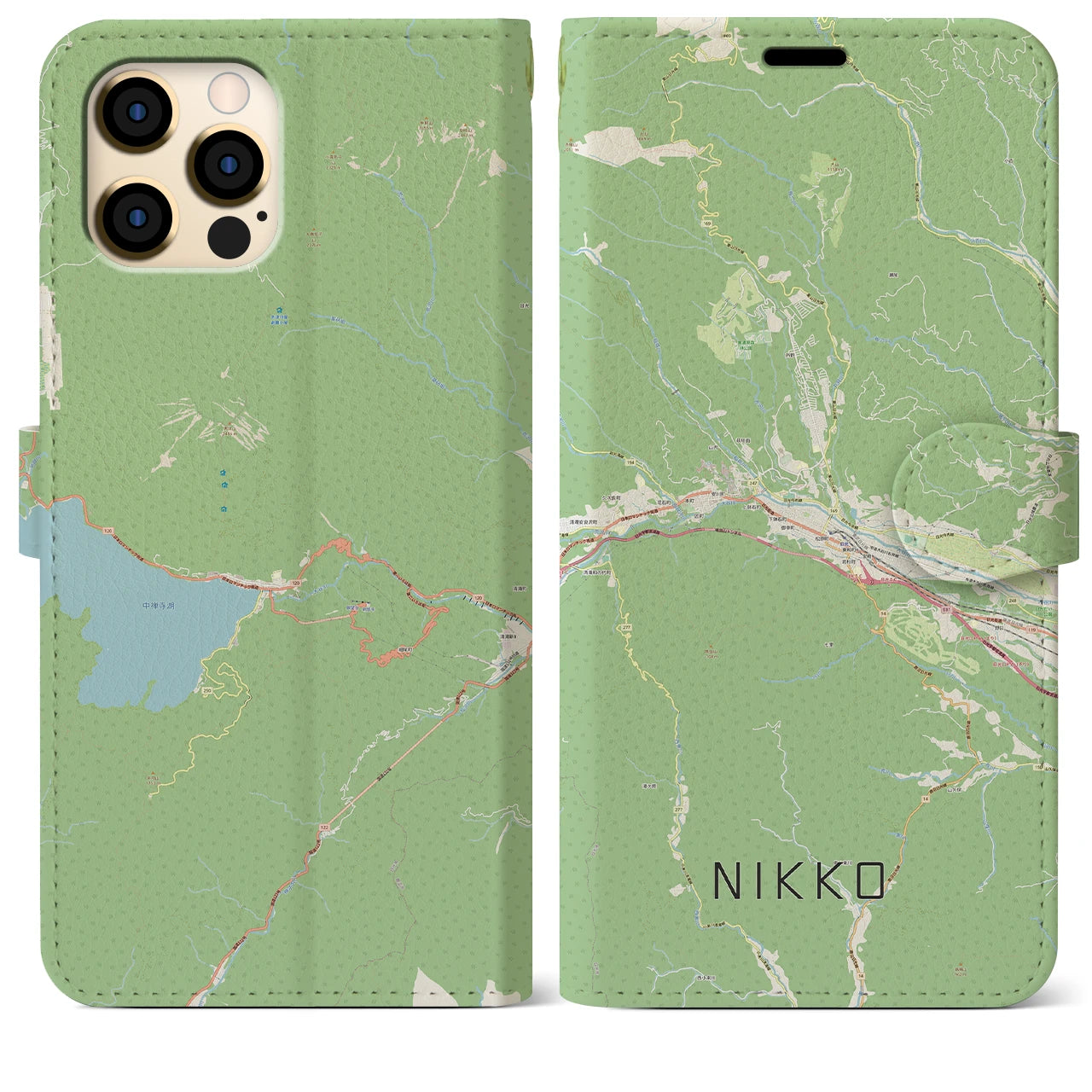 【日光(栃木県)】地図柄iPhoneケース(手帳タイプ)ナチュラル・iPhone 12 Pro Max 用