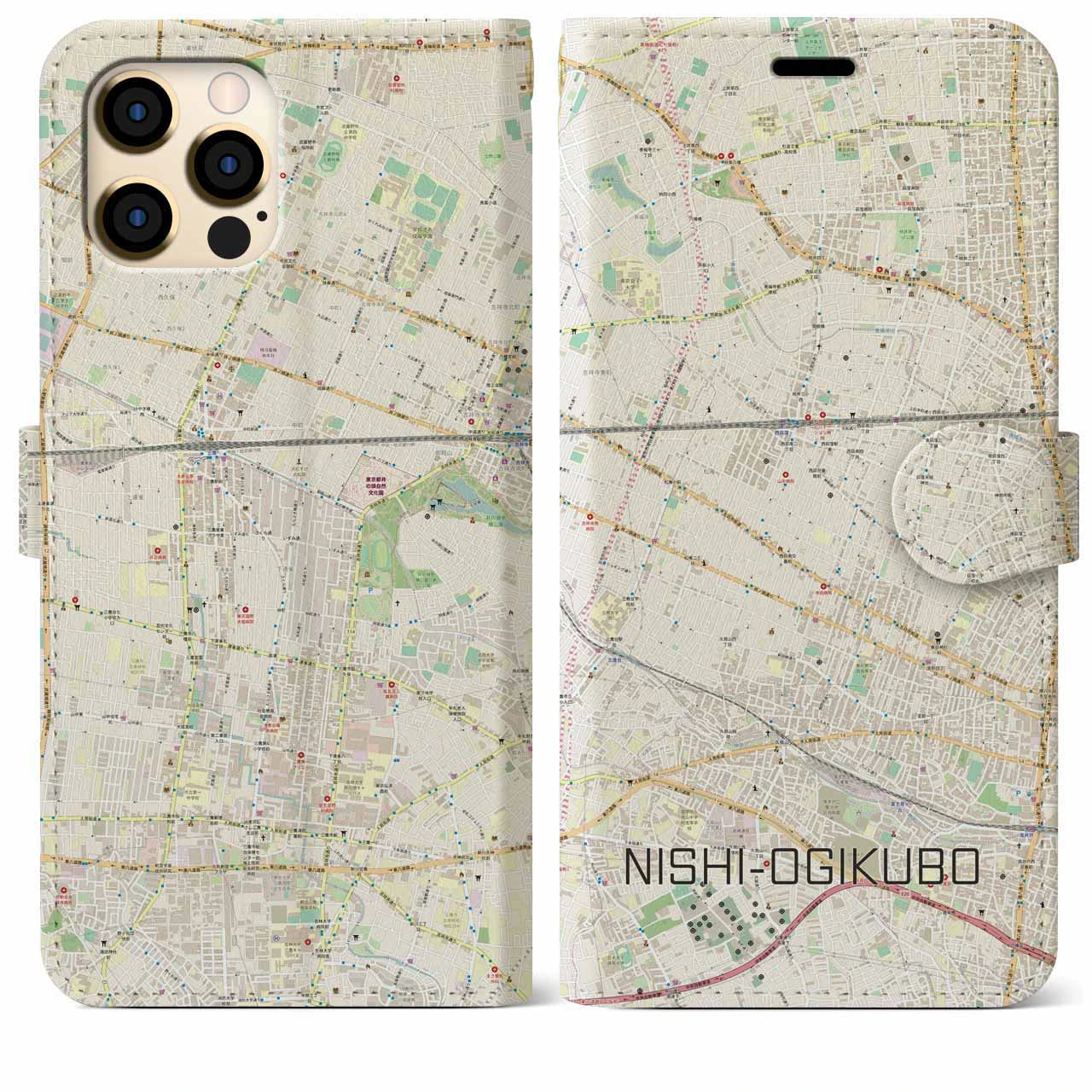 【西荻窪(東京都)】地図柄iPhoneケース(手帳タイプ)ナチュラル・iPhone 12 Pro Max 用
