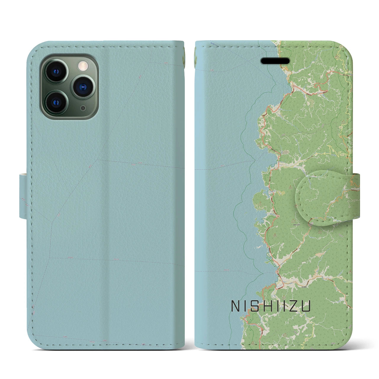 【西伊豆2(静岡県)】地図柄iPhoneケース(手帳タイプ)ナチュラル・iPhone 11 Pro 用