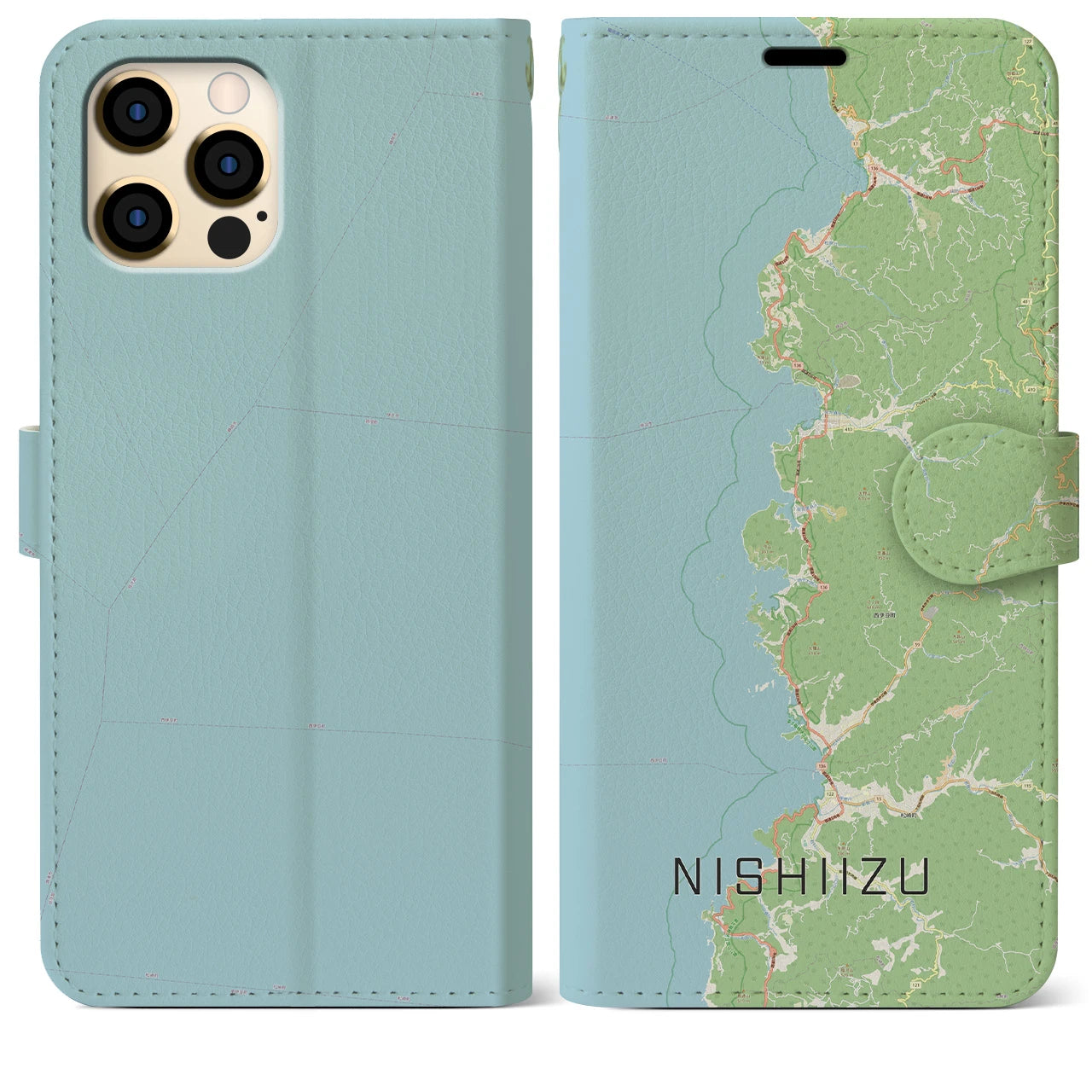 【西伊豆2(静岡県)】地図柄iPhoneケース(手帳タイプ)ナチュラル・iPhone 12 Pro Max 用