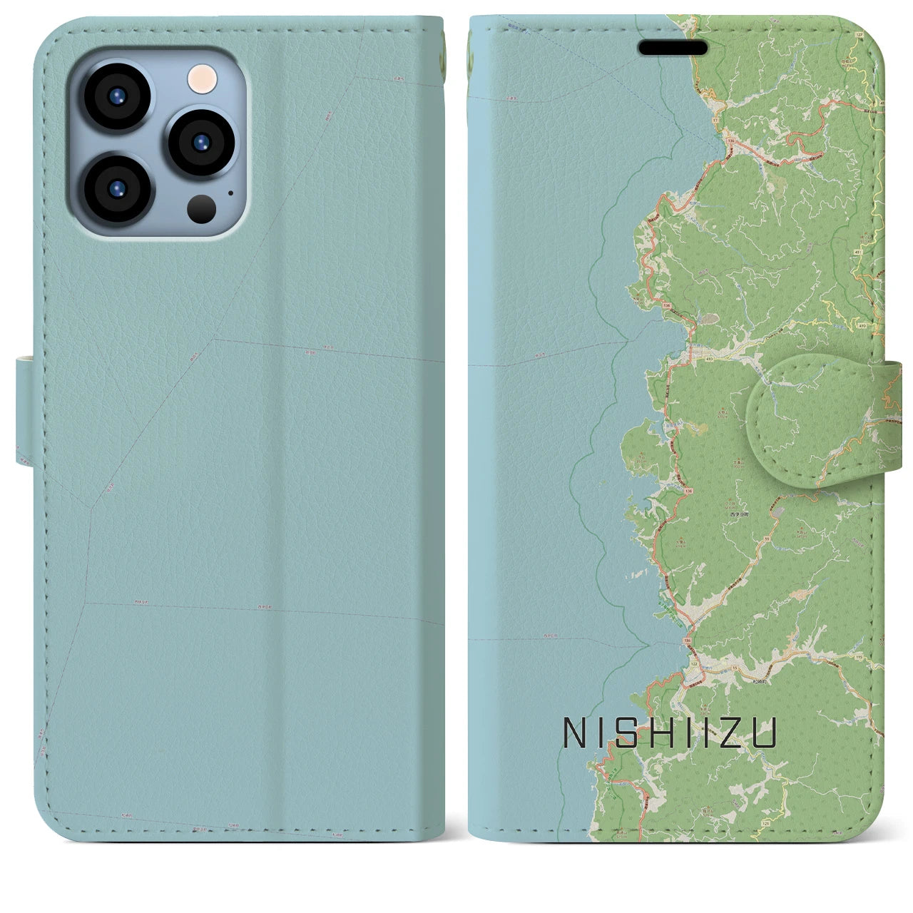 【西伊豆2(静岡県)】地図柄iPhoneケース(手帳タイプ)ナチュラル・iPhone 13 Pro Max 用