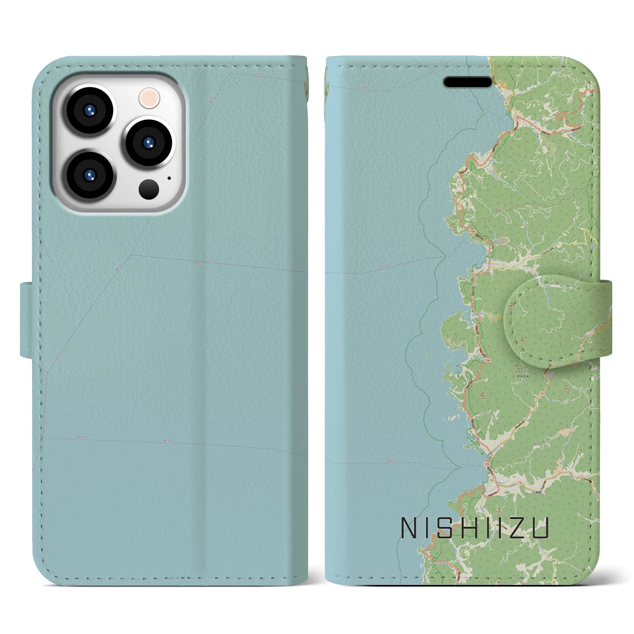 【西伊豆2(静岡県)】地図柄iPhoneケース(手帳タイプ)ナチュラル・iPhone 13 Pro 用
