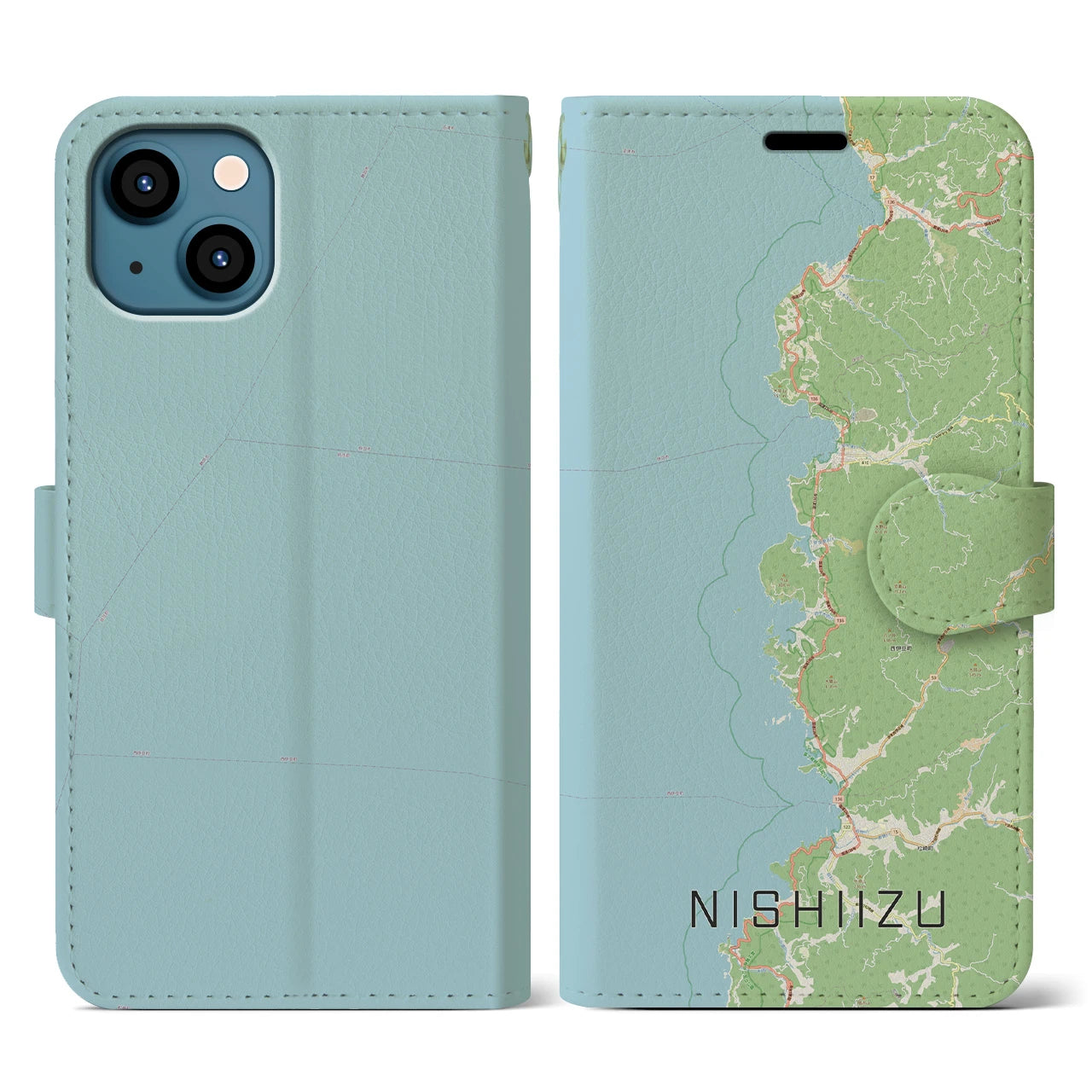 【西伊豆2(静岡県)】地図柄iPhoneケース(手帳タイプ)ナチュラル・iPhone 13 用