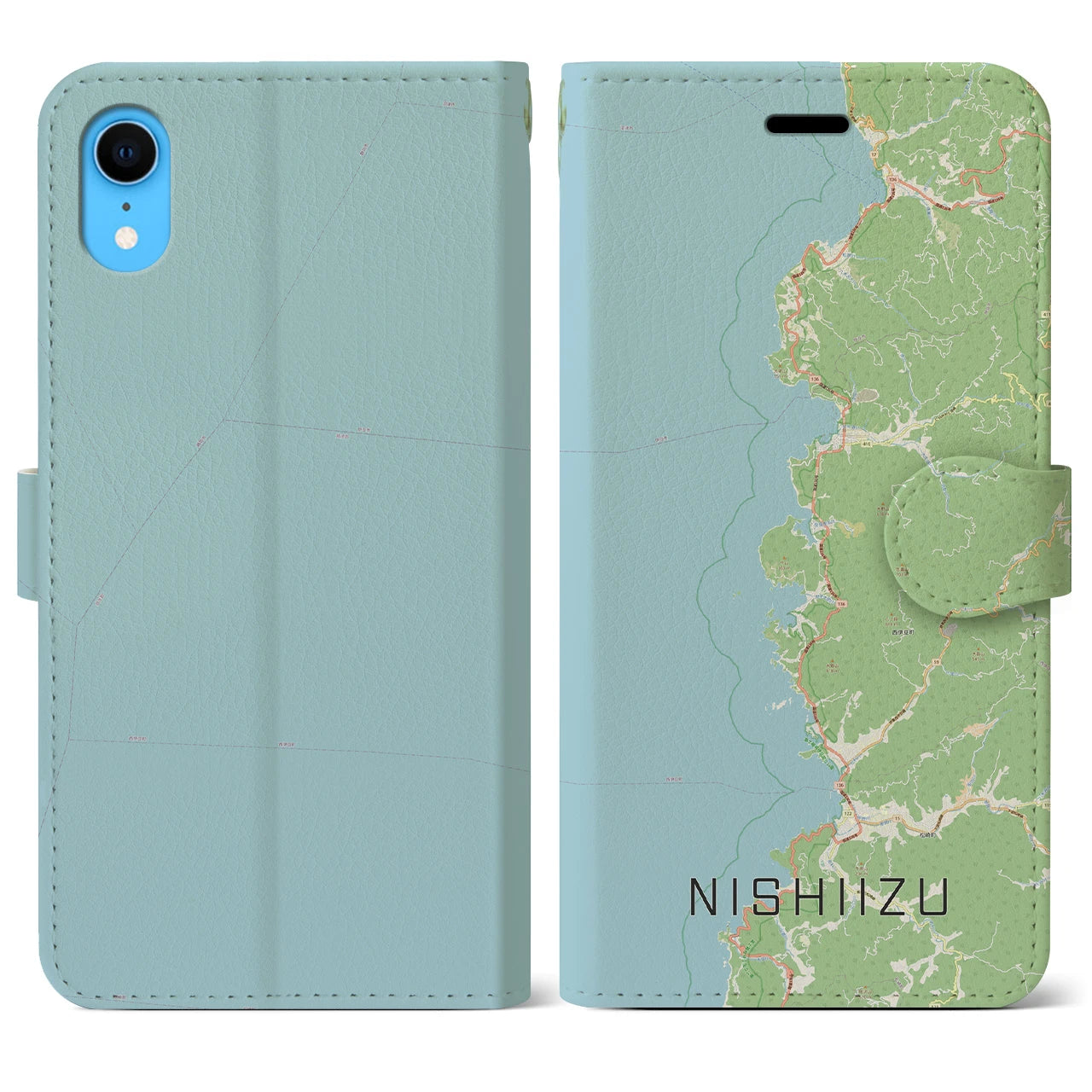 【西伊豆2(静岡県)】地図柄iPhoneケース(手帳タイプ)ナチュラル・iPhone XR 用