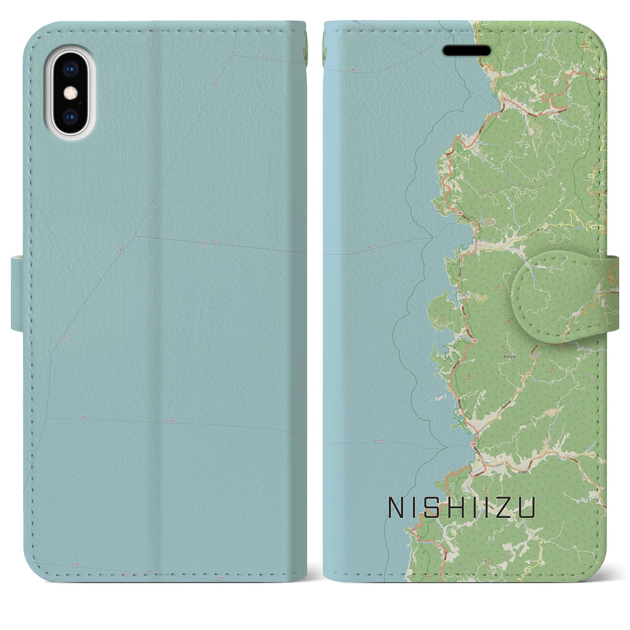 【西伊豆2(静岡県)】地図柄iPhoneケース(手帳タイプ)ナチュラル・iPhone XS Max 用
