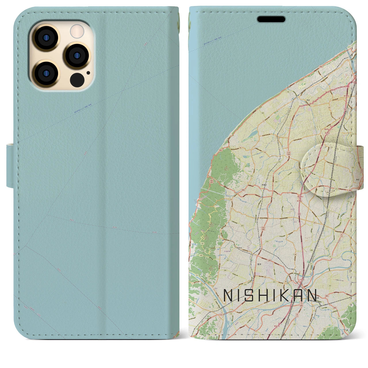 【西蒲(新潟県)】地図柄iPhoneケース(手帳タイプ)ナチュラル・iPhone 12 Pro Max 用