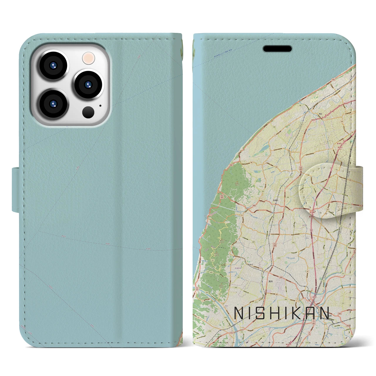 【西蒲(新潟県)】地図柄iPhoneケース(手帳タイプ)ナチュラル・iPhone 13 Pro 用