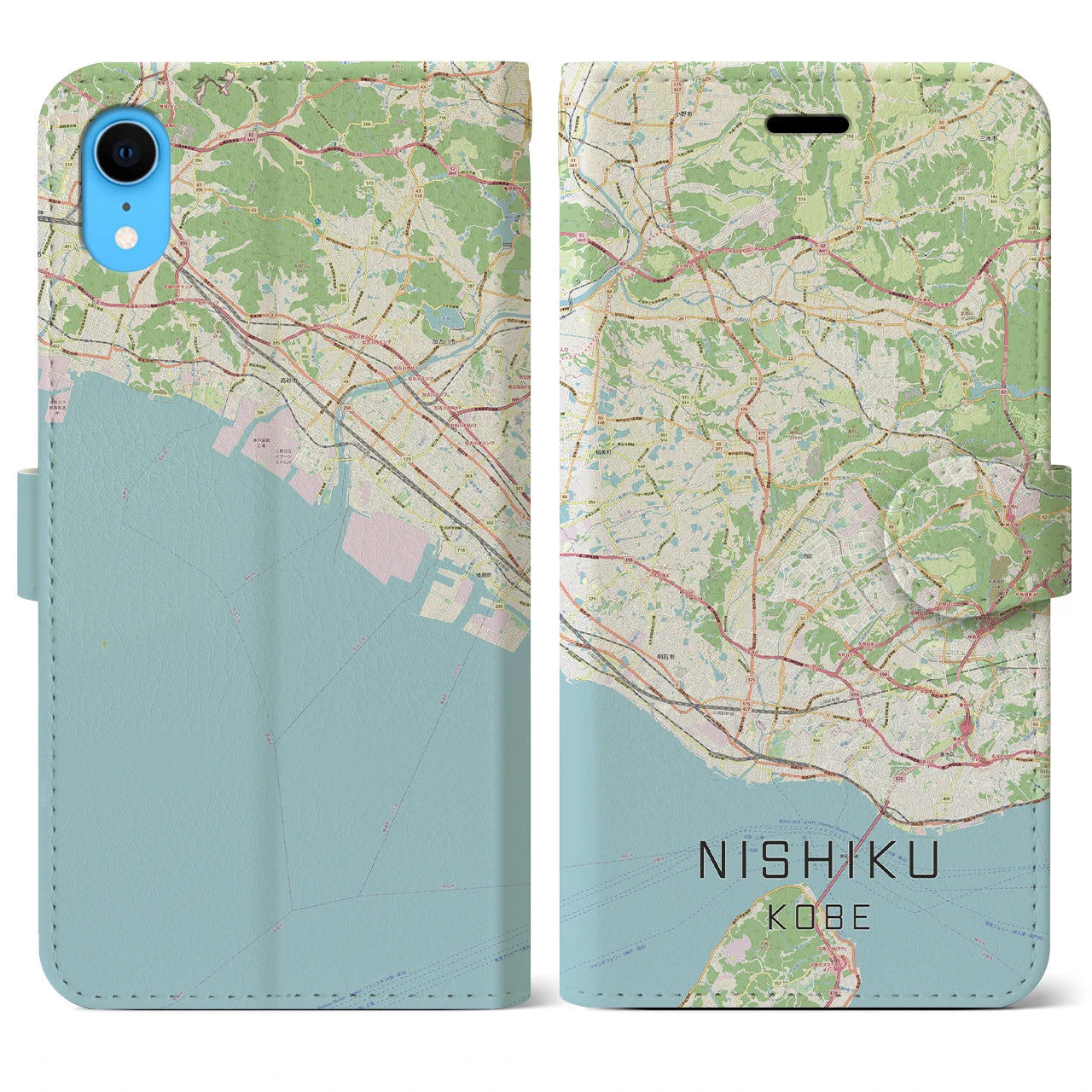 【西区(神戸市)】地図柄iPhoneケース(手帳タイプ)ナチュラル・iPhone XR 用