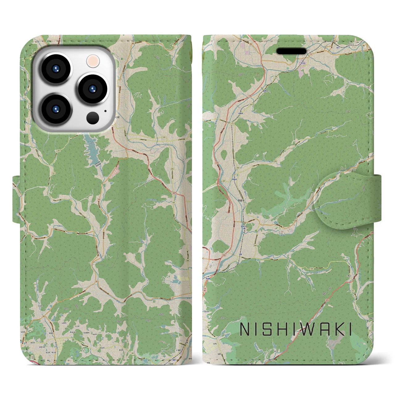 【西脇(兵庫県)】地図柄iPhoneケース(手帳タイプ)ナチュラル・iPhone 13 Pro 用