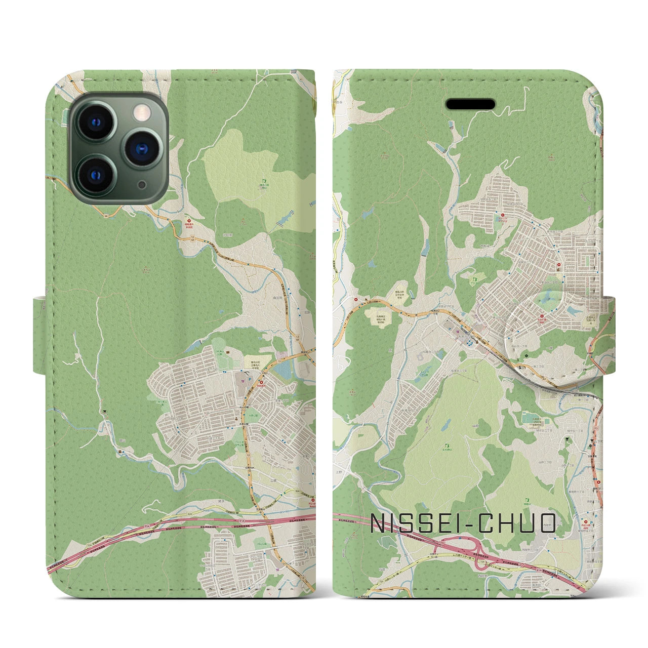 【日生中央(兵庫県)】地図柄iPhoneケース(手帳タイプ)ナチュラル・iPhone 11 Pro 用