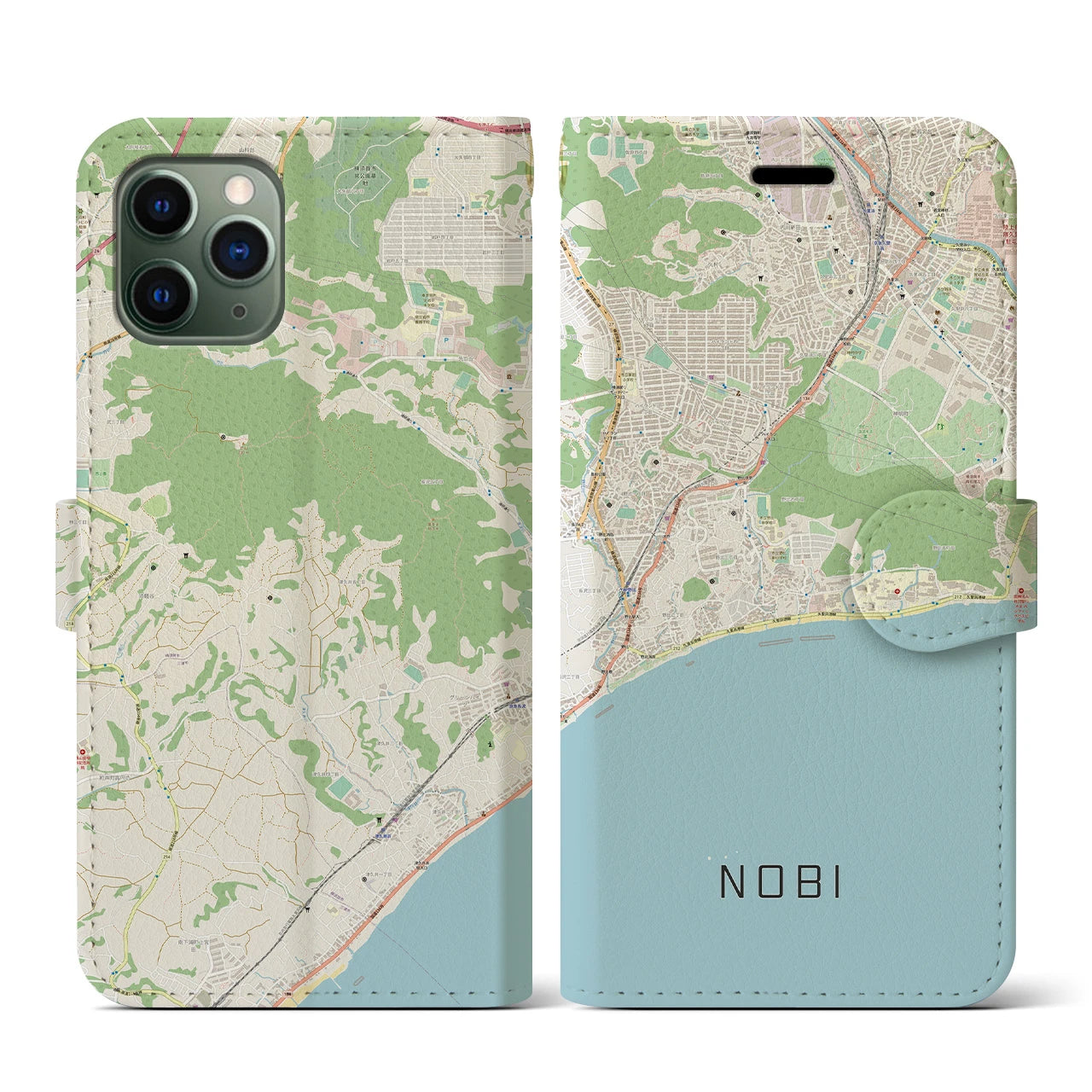 【野比(神奈川県)】地図柄iPhoneケース(手帳タイプ)ナチュラル・iPhone 11 Pro 用