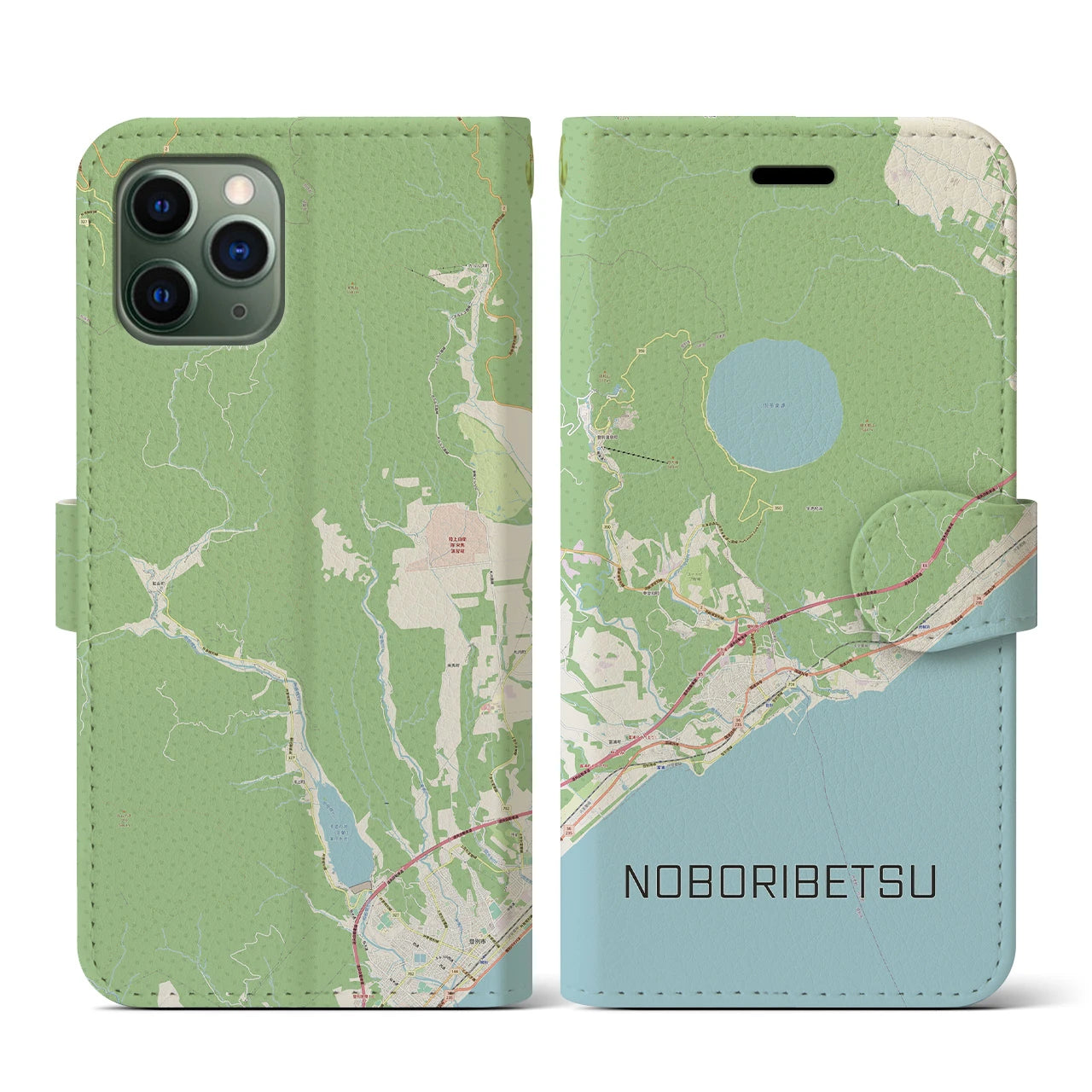 【登別(北海道)】地図柄iPhoneケース(手帳タイプ)ナチュラル・iPhone 11 Pro 用