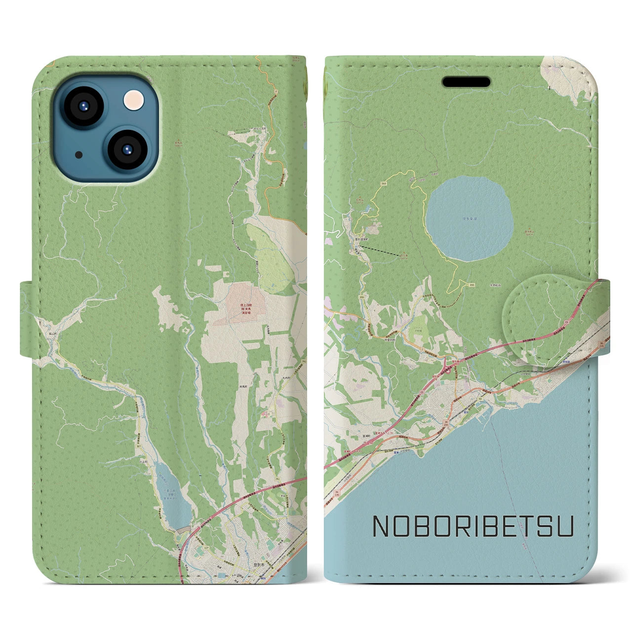 【登別(北海道)】地図柄iPhoneケース(手帳タイプ)ナチュラル・iPhone 13 用