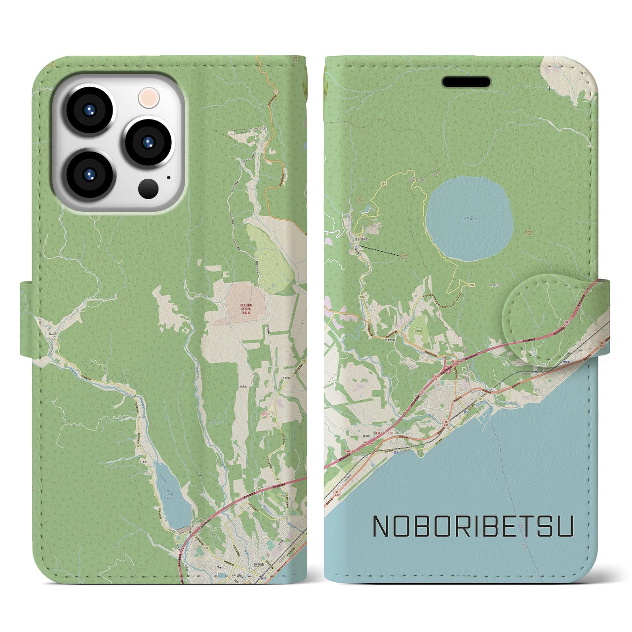 【登別(北海道)】地図柄iPhoneケース(手帳タイプ)ナチュラル・iPhone 13 Pro 用