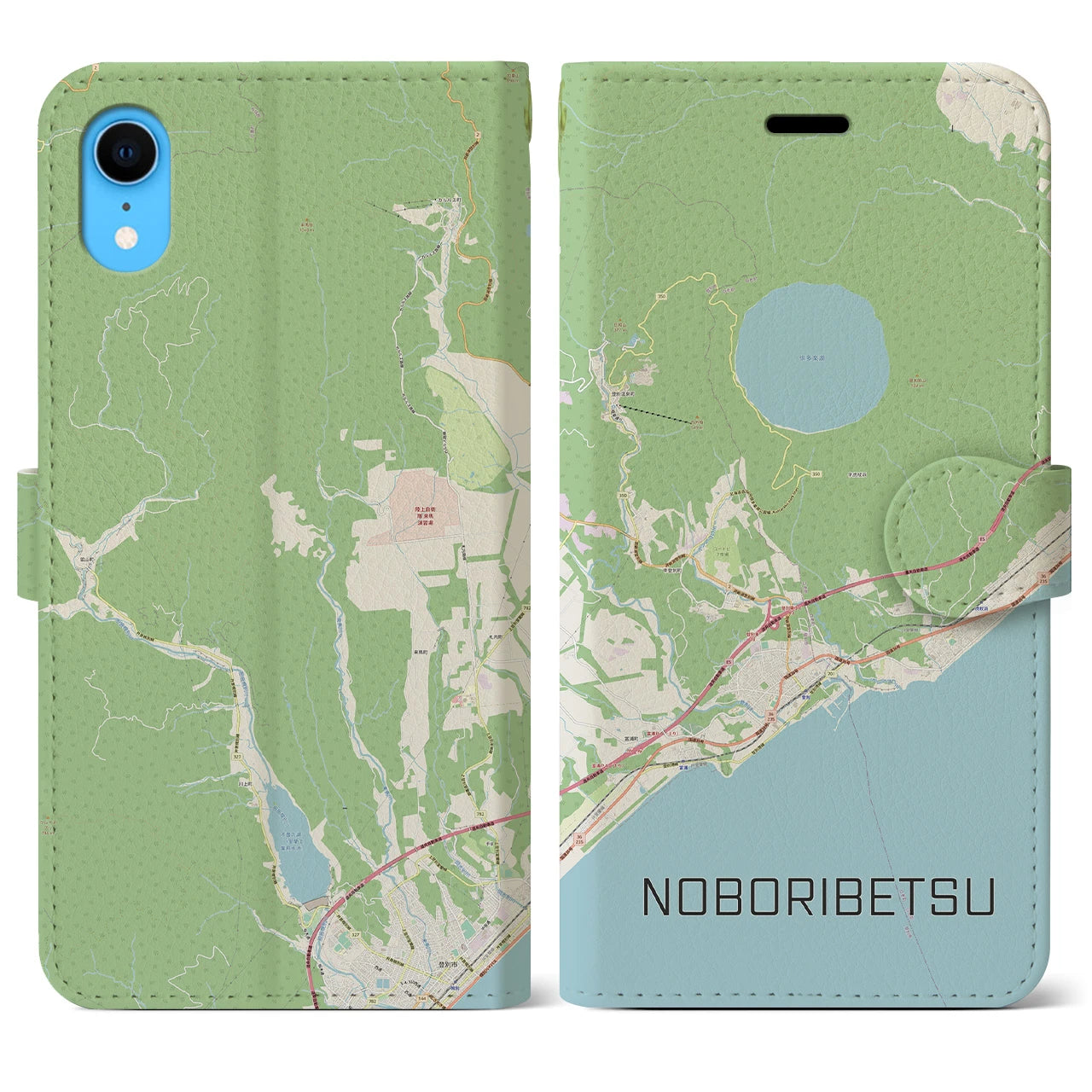 【登別(北海道)】地図柄iPhoneケース(手帳タイプ)ナチュラル・iPhone XR 用