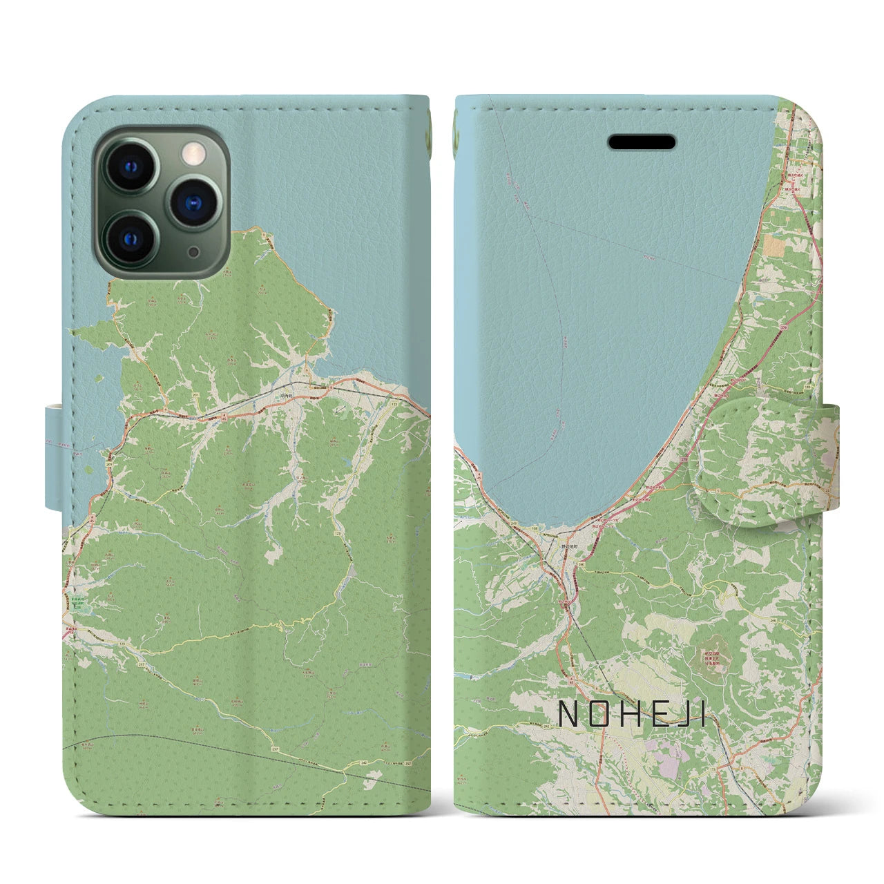 【野辺地(青森県)】地図柄iPhoneケース(手帳タイプ)ナチュラル・iPhone 11 Pro 用