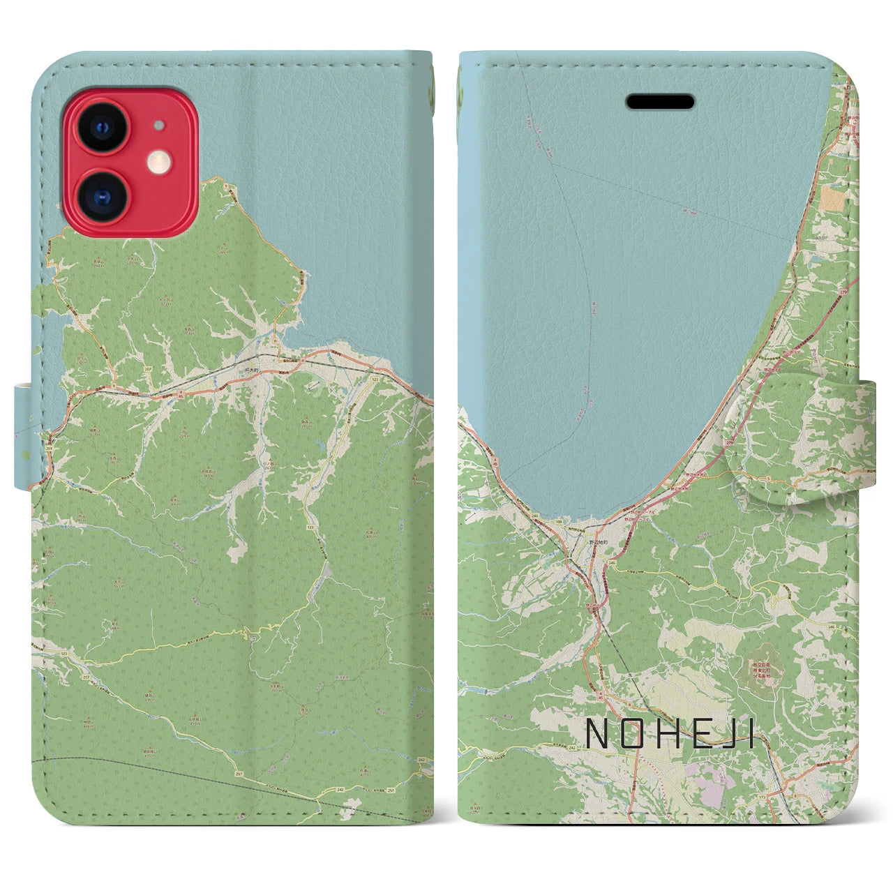【野辺地(青森県)】地図柄iPhoneケース(手帳タイプ)ナチュラル・iPhone 11 用
