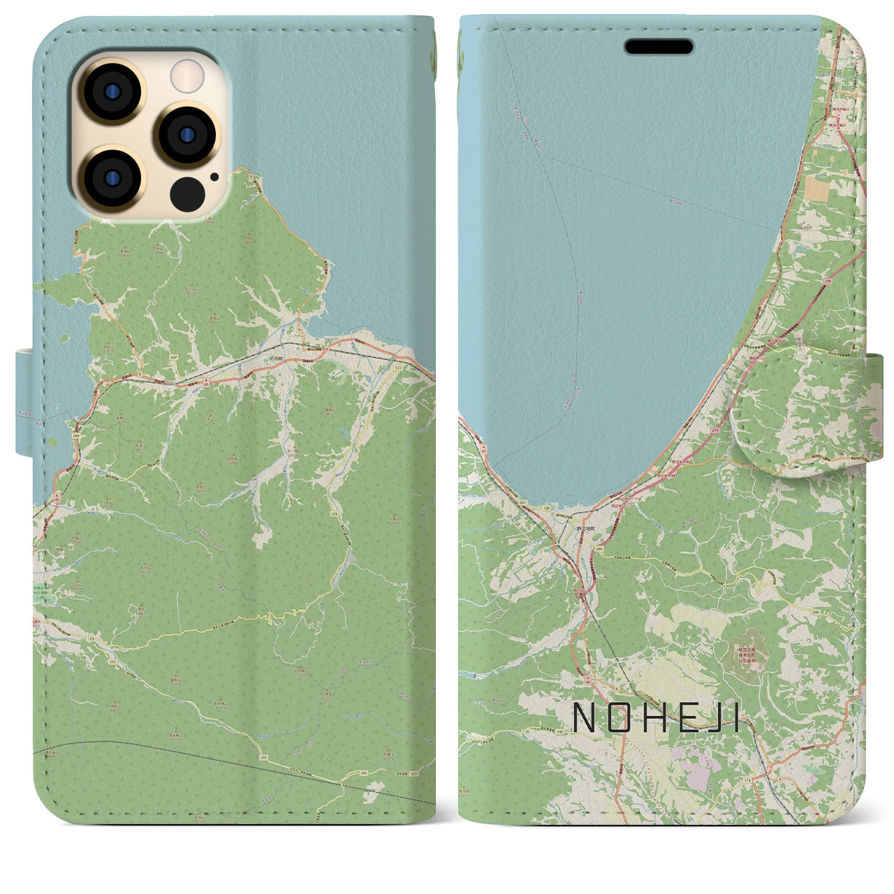 【野辺地(青森県)】地図柄iPhoneケース(手帳タイプ)ナチュラル・iPhone 12 Pro Max 用