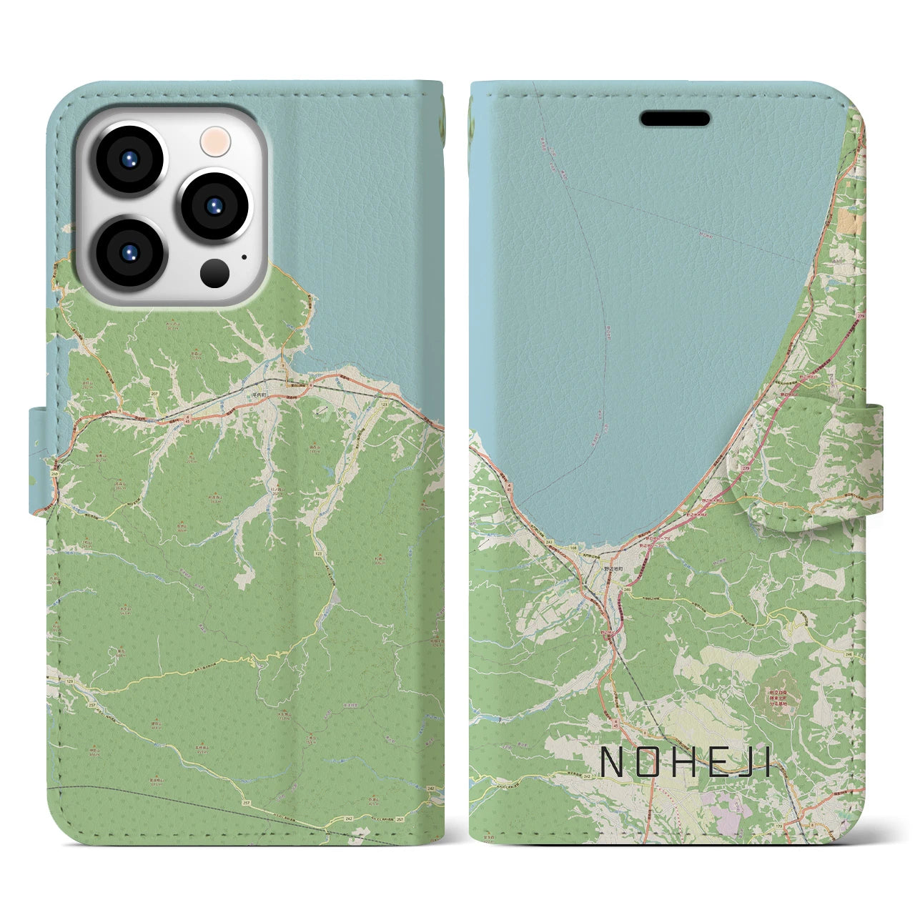 【野辺地(青森県)】地図柄iPhoneケース(手帳タイプ)ナチュラル・iPhone 13 Pro 用