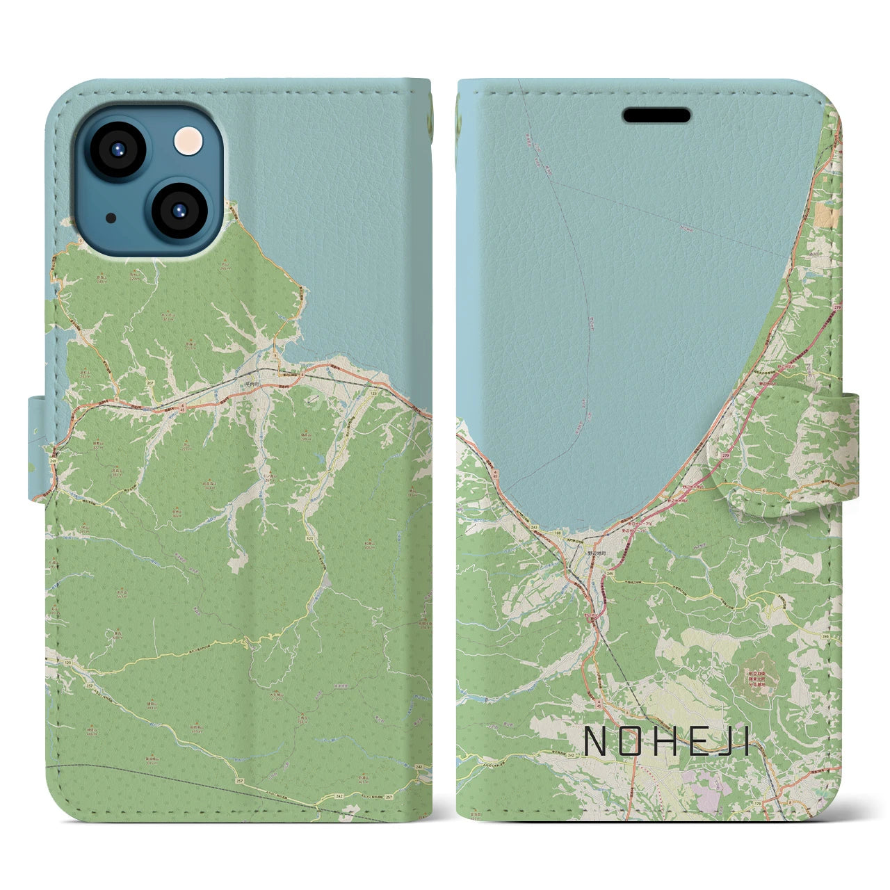 【野辺地(青森県)】地図柄iPhoneケース(手帳タイプ)ナチュラル・iPhone 13 用