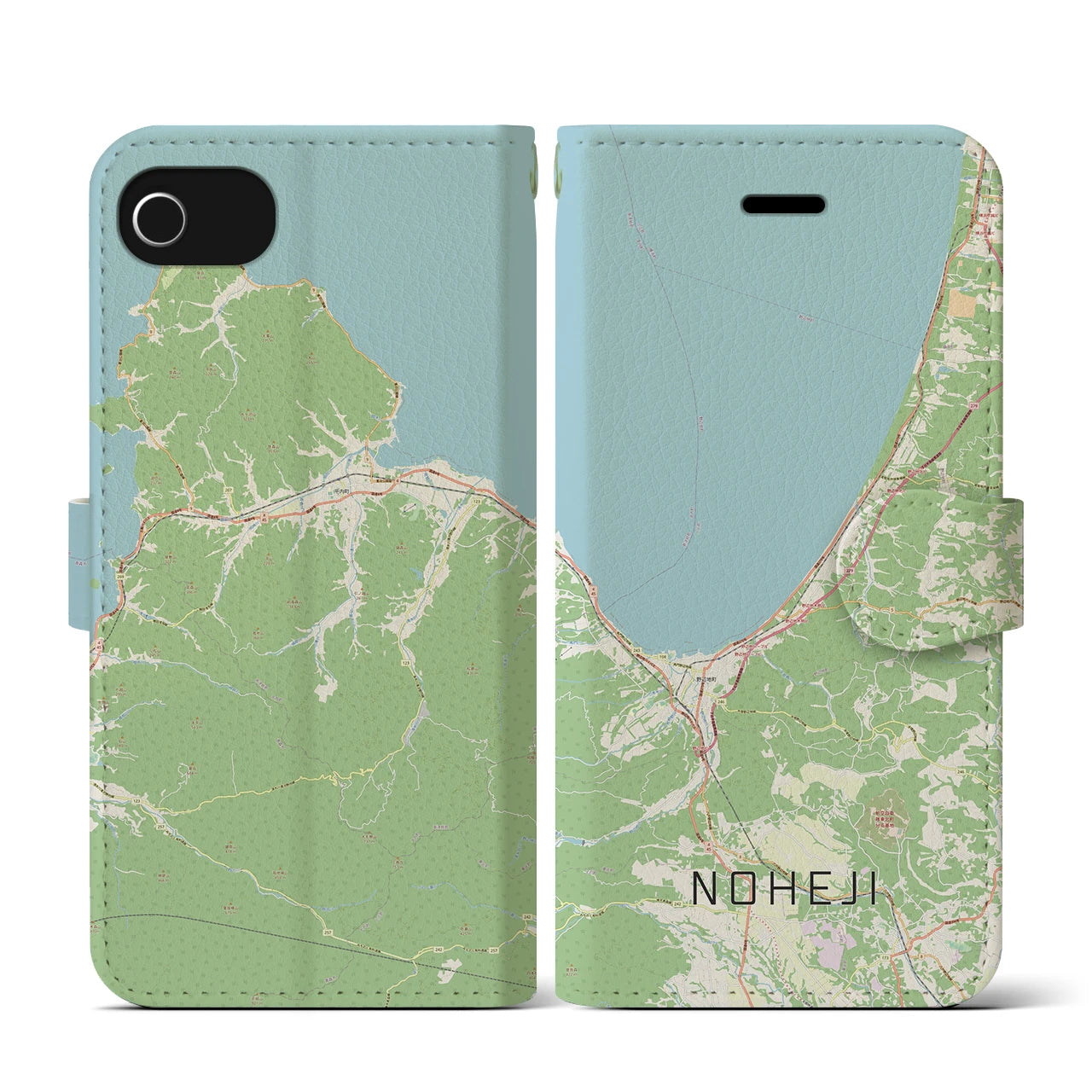 【野辺地(青森県)】地図柄iPhoneケース(手帳タイプ)ナチュラル・iPhone SE(第3 / 第2世代) / 8 / 7 / 6s / 6 用